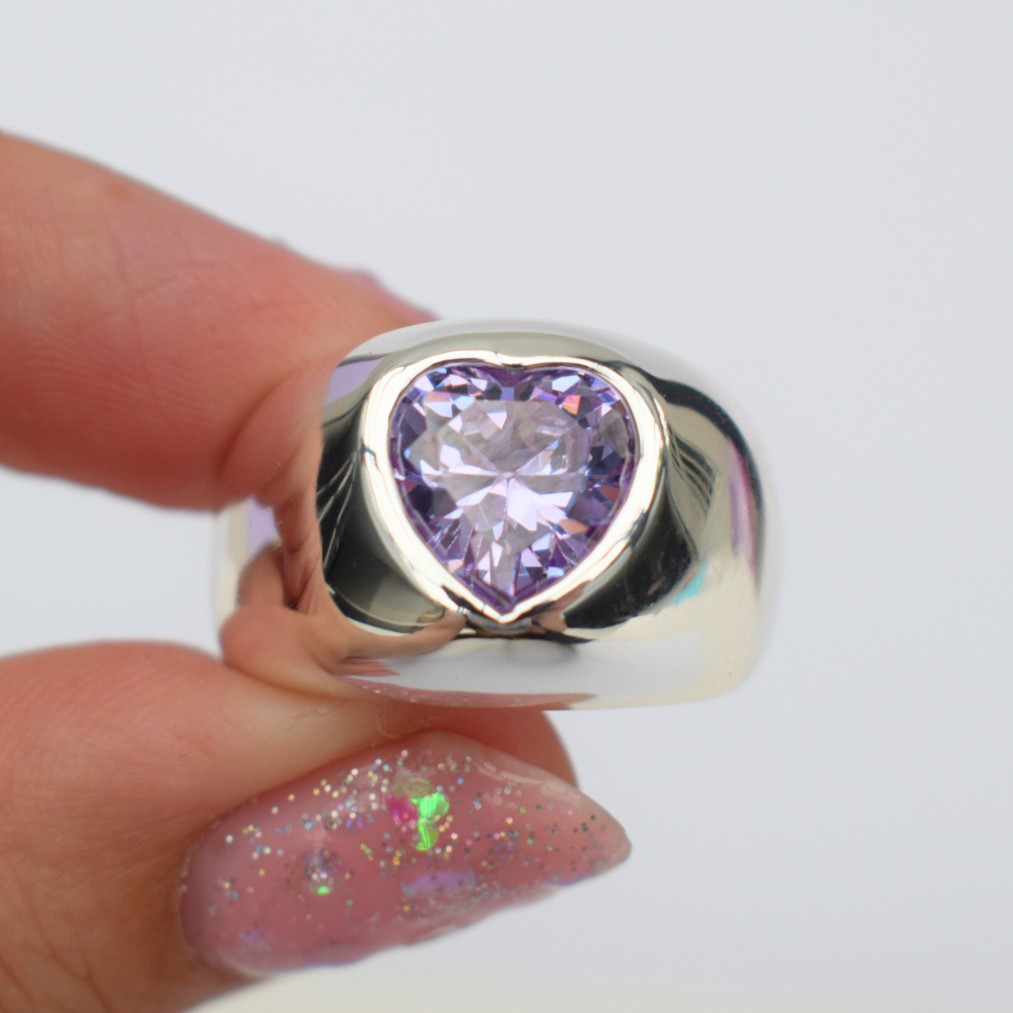 Jumbo Heart Signet Silver