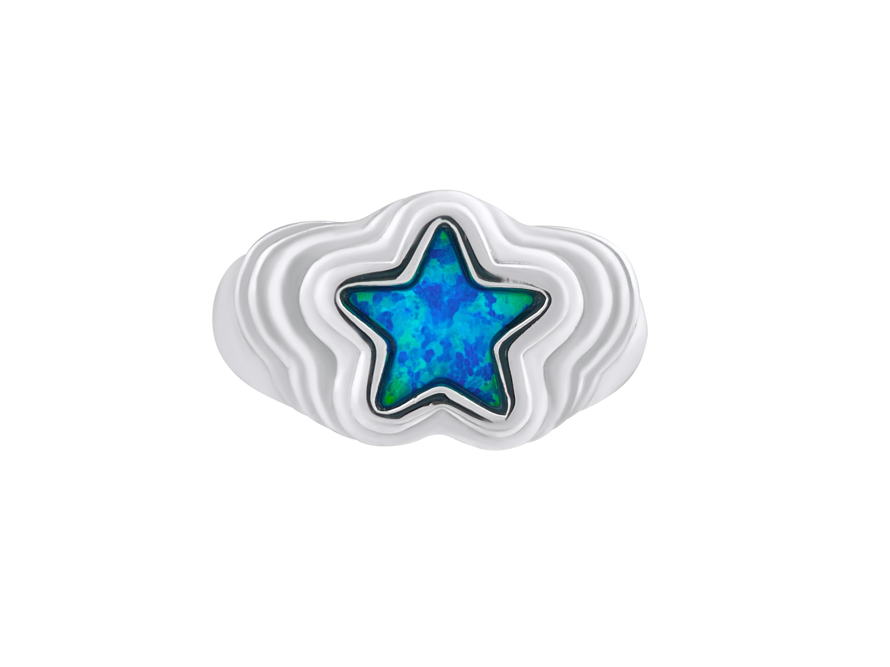 Starstruck Blue Opal Ring Silver