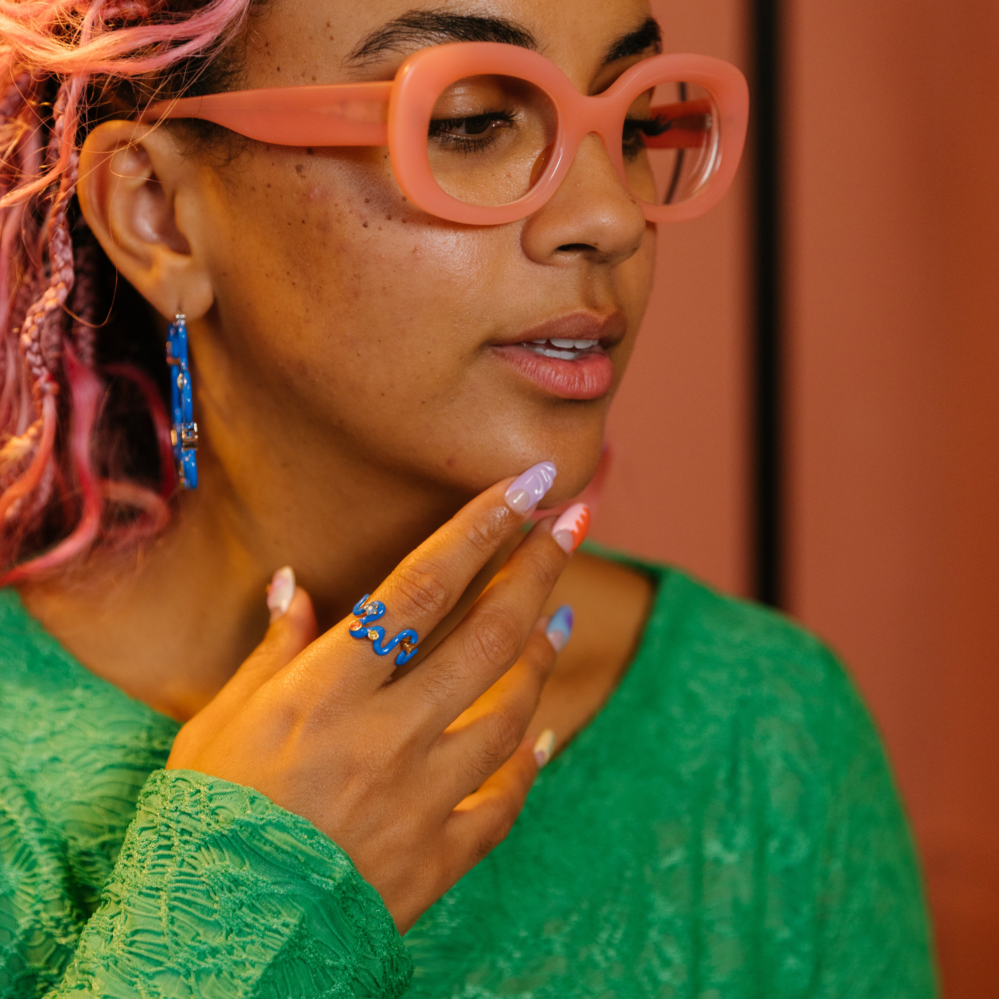 Long Pond Blue Squiggle Ring