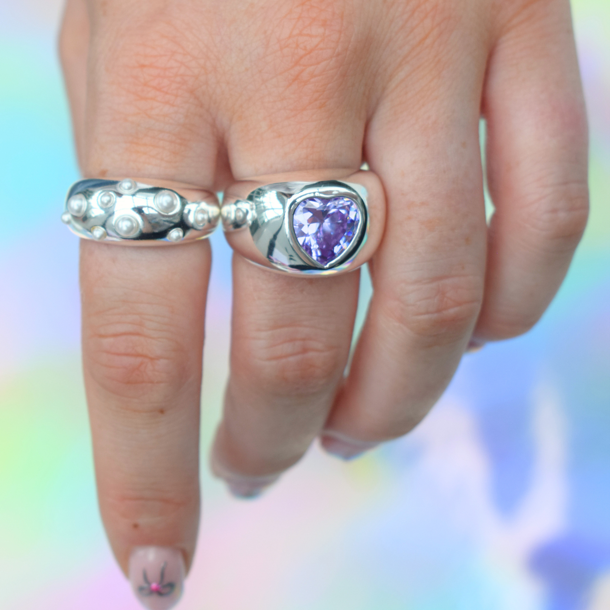 Jumbo Heart Signet Silver