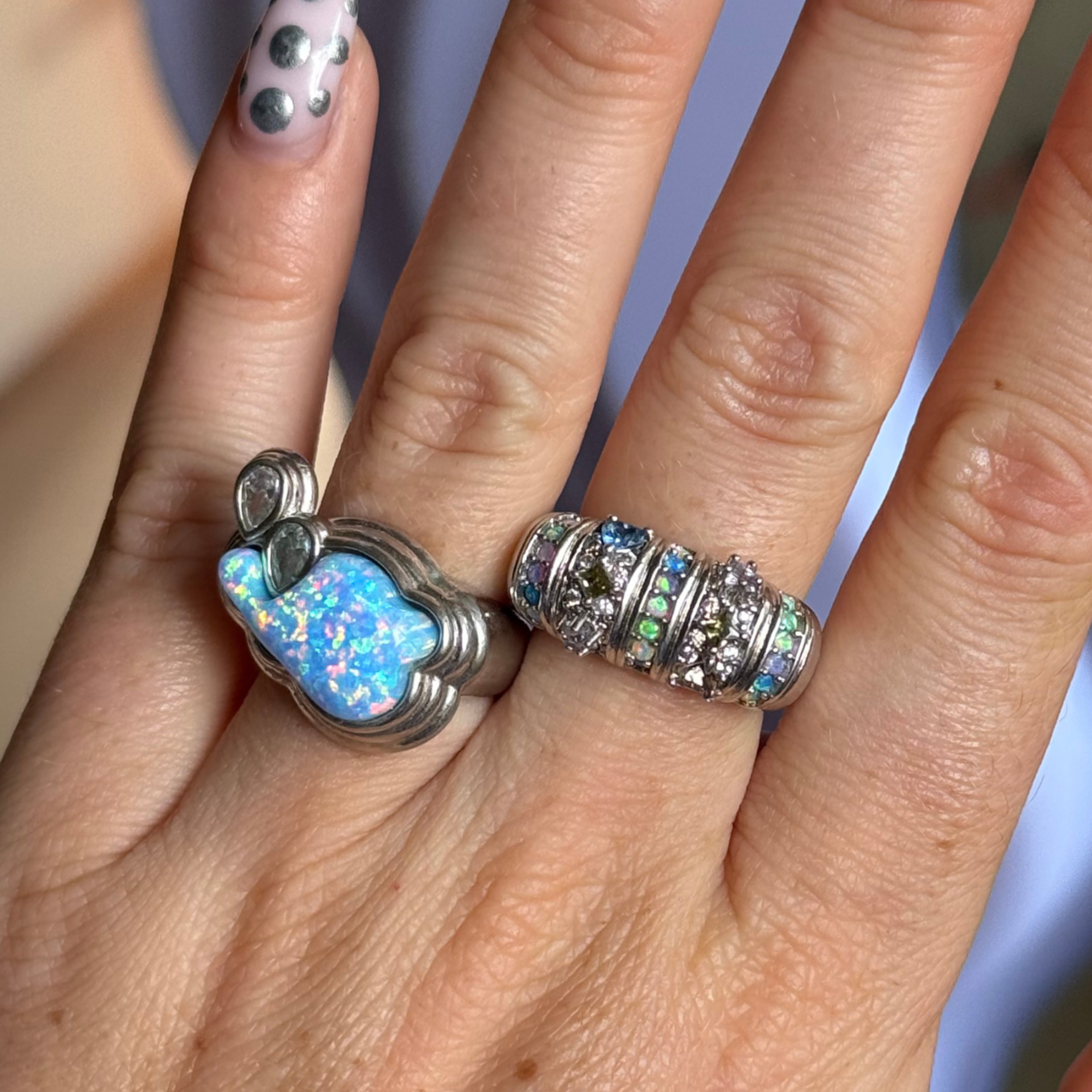 Cry Me a River Blue Opal Ring Silver