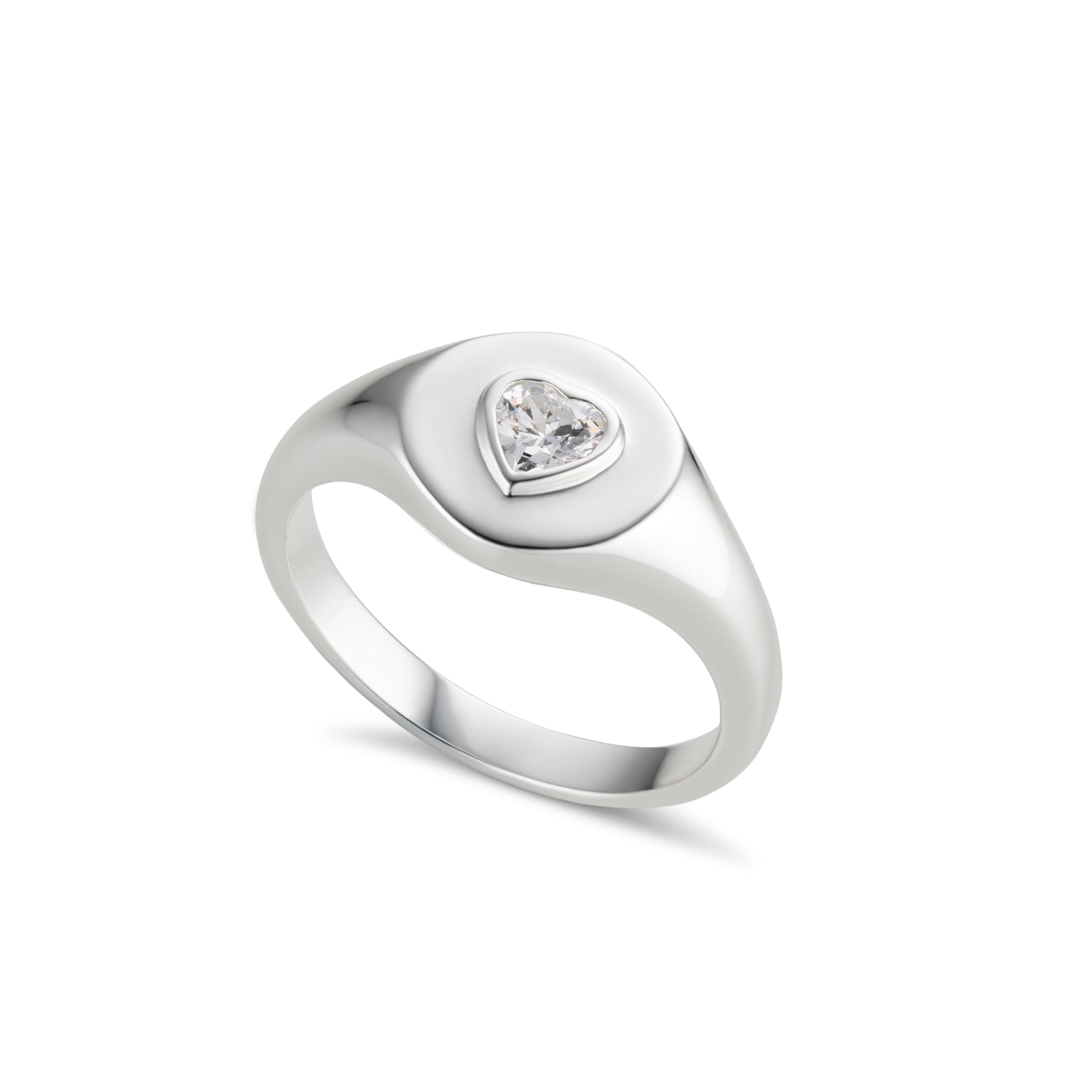 Heart Signet Ring Silver