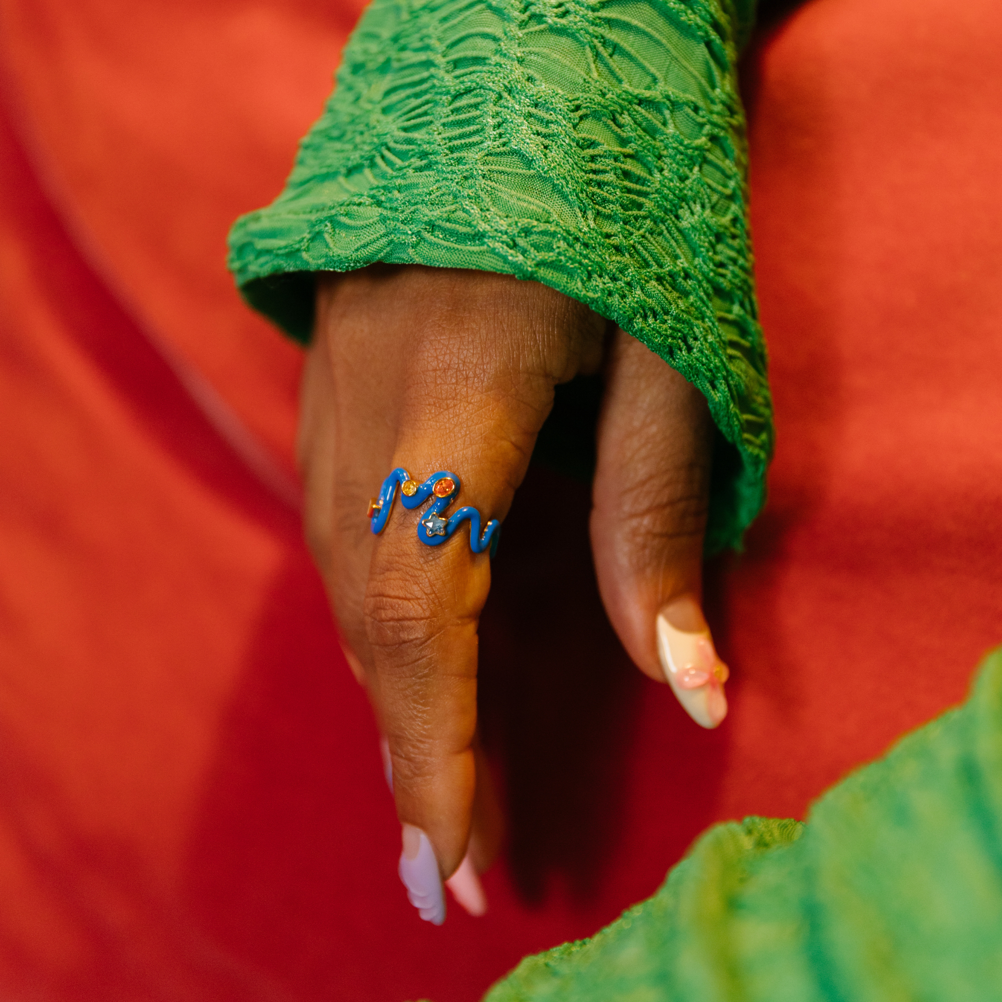 Long Pond Blue Squiggle Ring