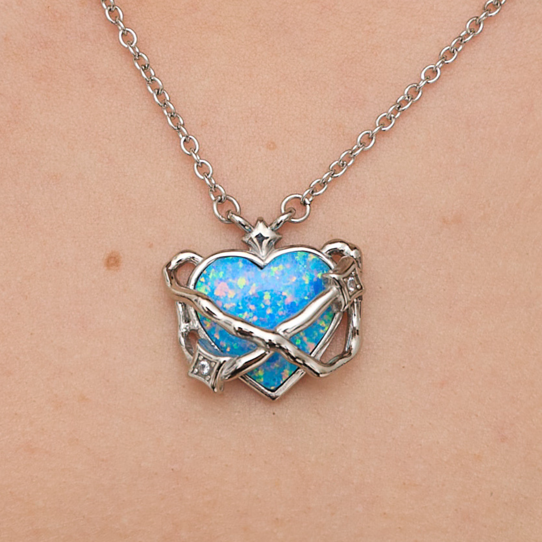 Heart in Orbit Necklace Silver