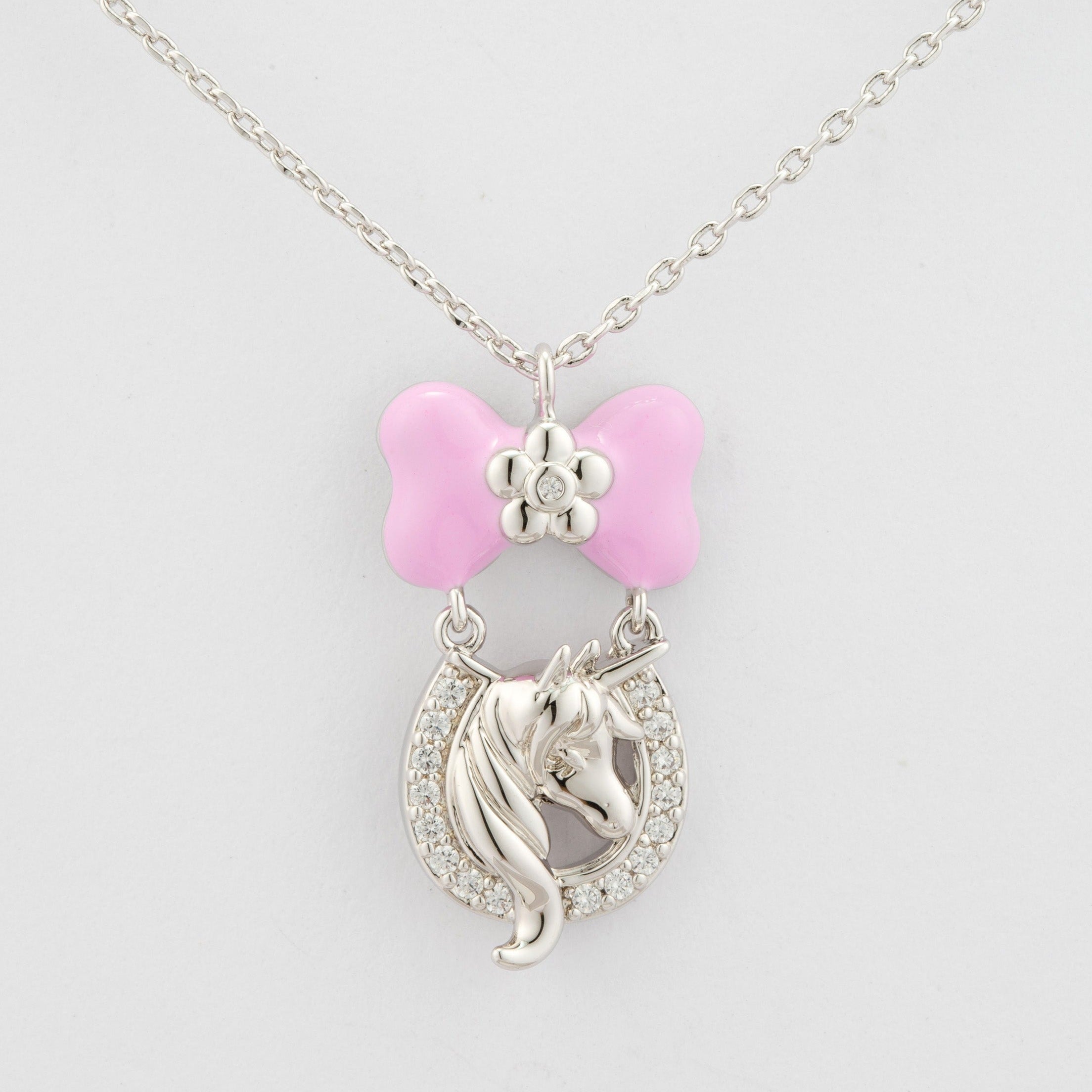 Unicorn Bow Necklace Silver