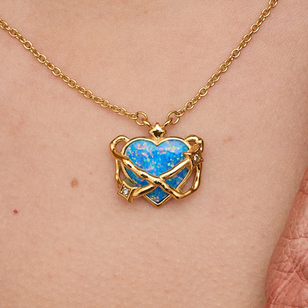 Heart in Orbit Necklace Gold
