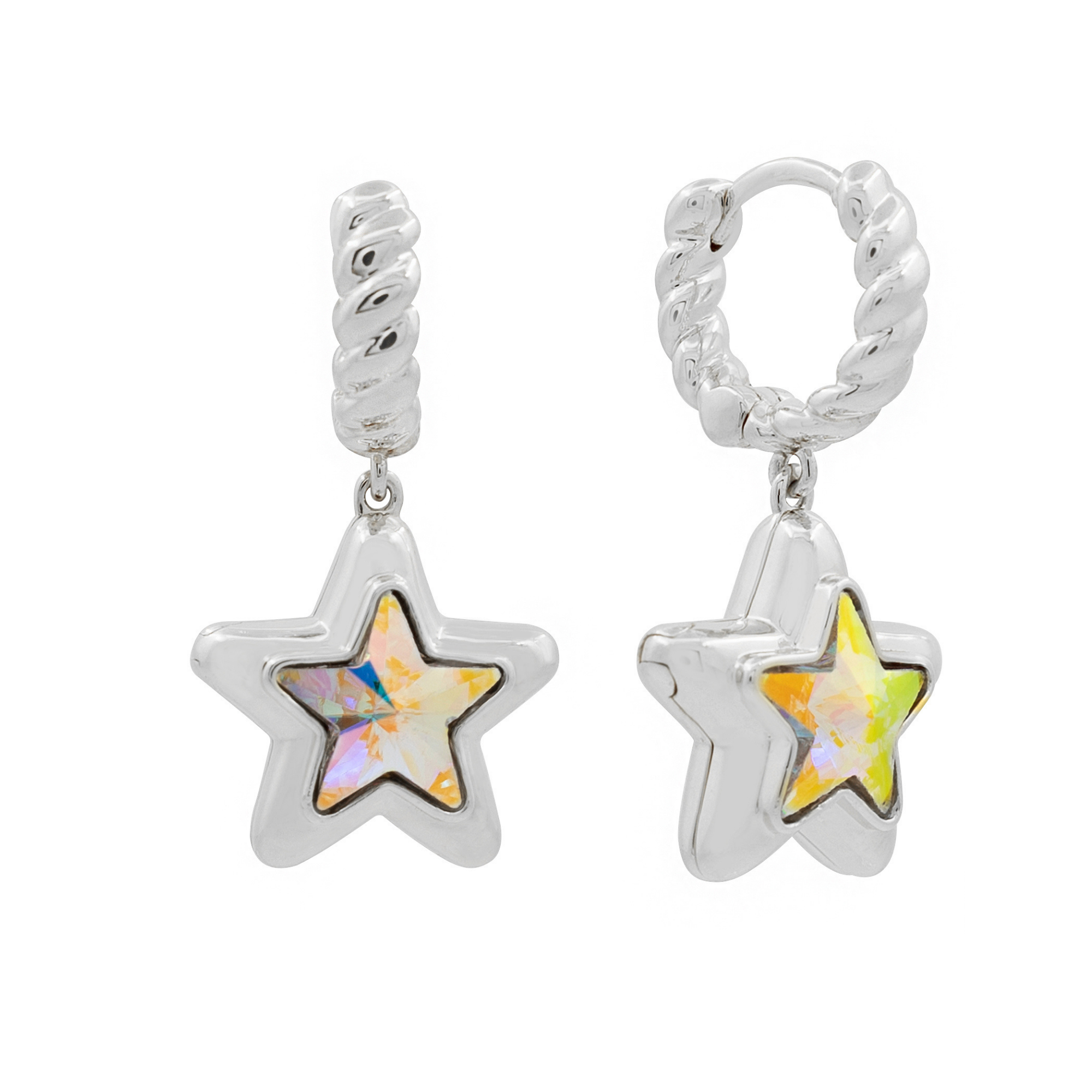 Starburst Locket Earrings Silver