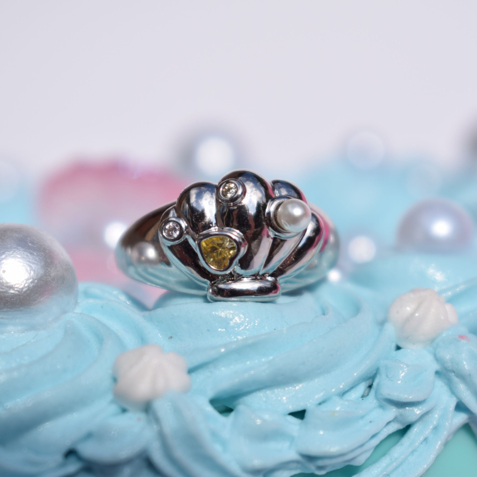 Love Pearls Shells Silver Ring
