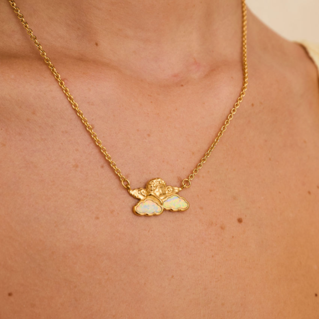 Cherub Opal Cloud Necklace Gold