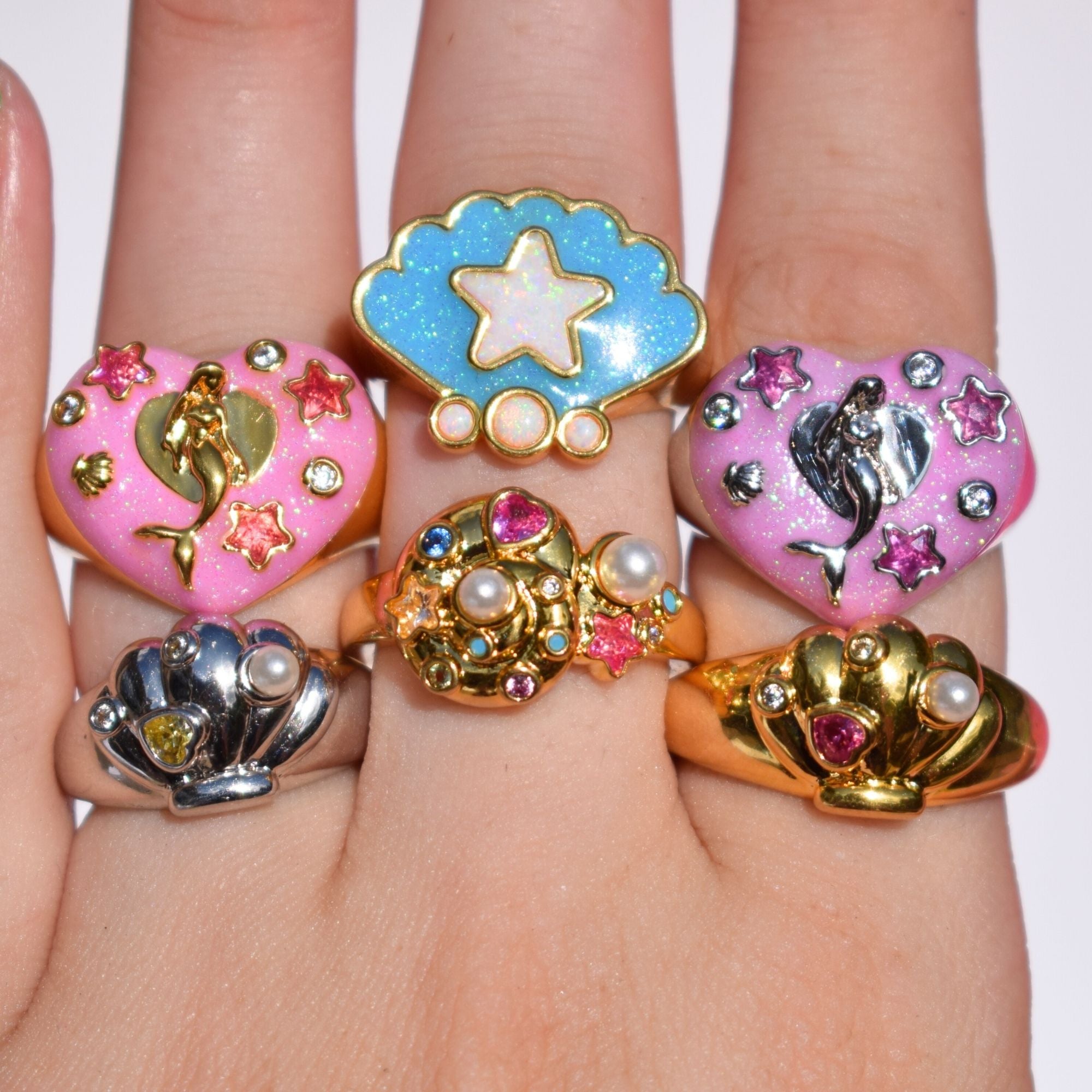 Love Pearls Shells Silver Ring