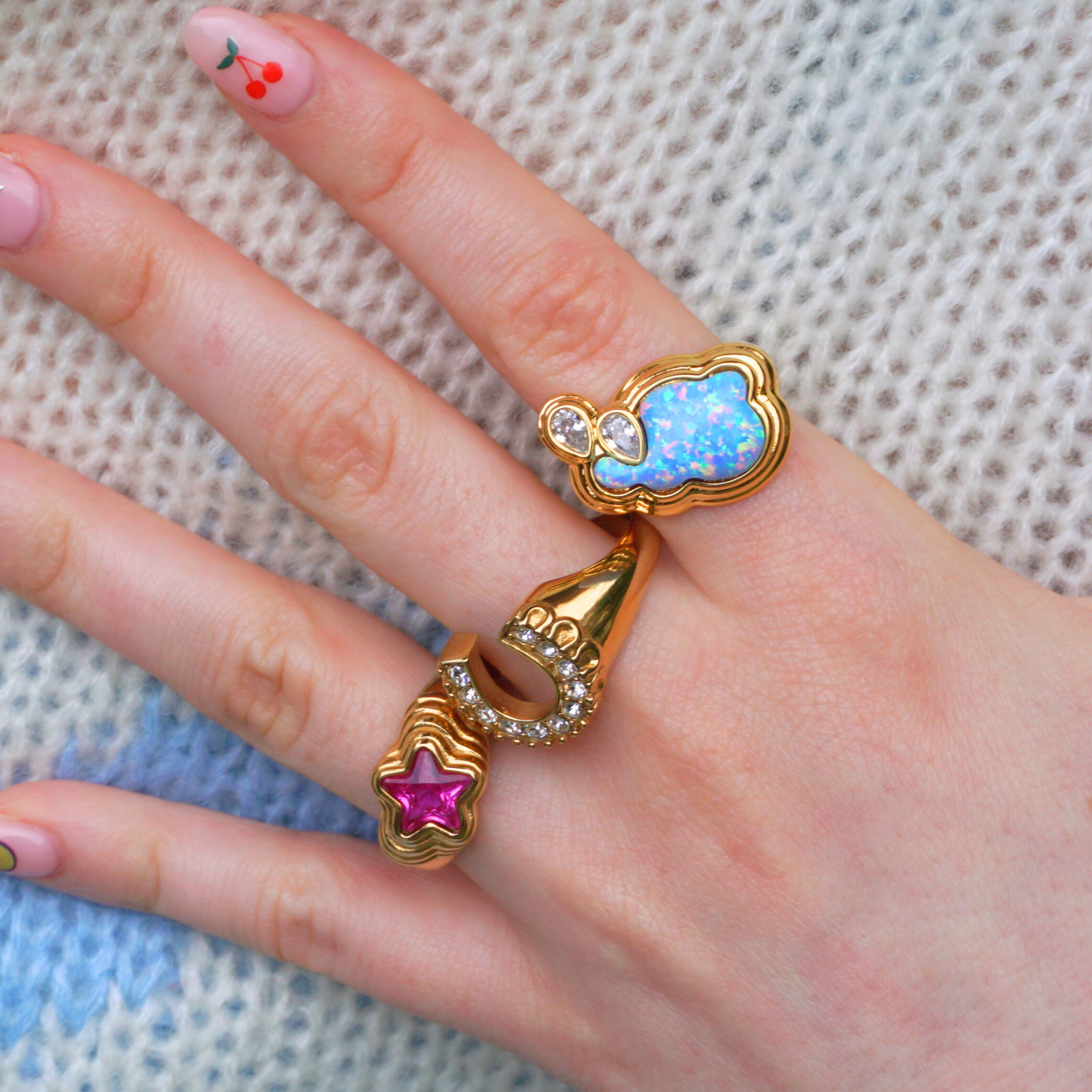 Cry Me a River Blue Opal Ring Gold
