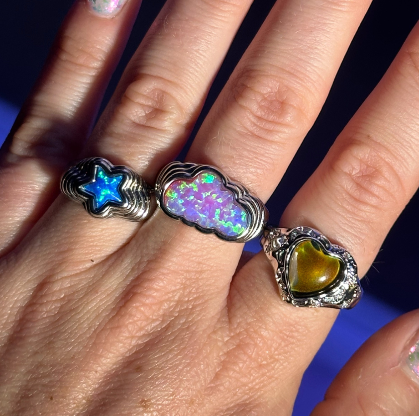 Starstruck Blue Opal Ring Silver