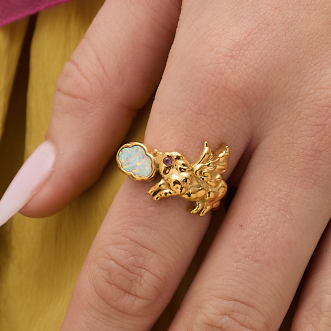 Pigs Can't Fly Ring Gold