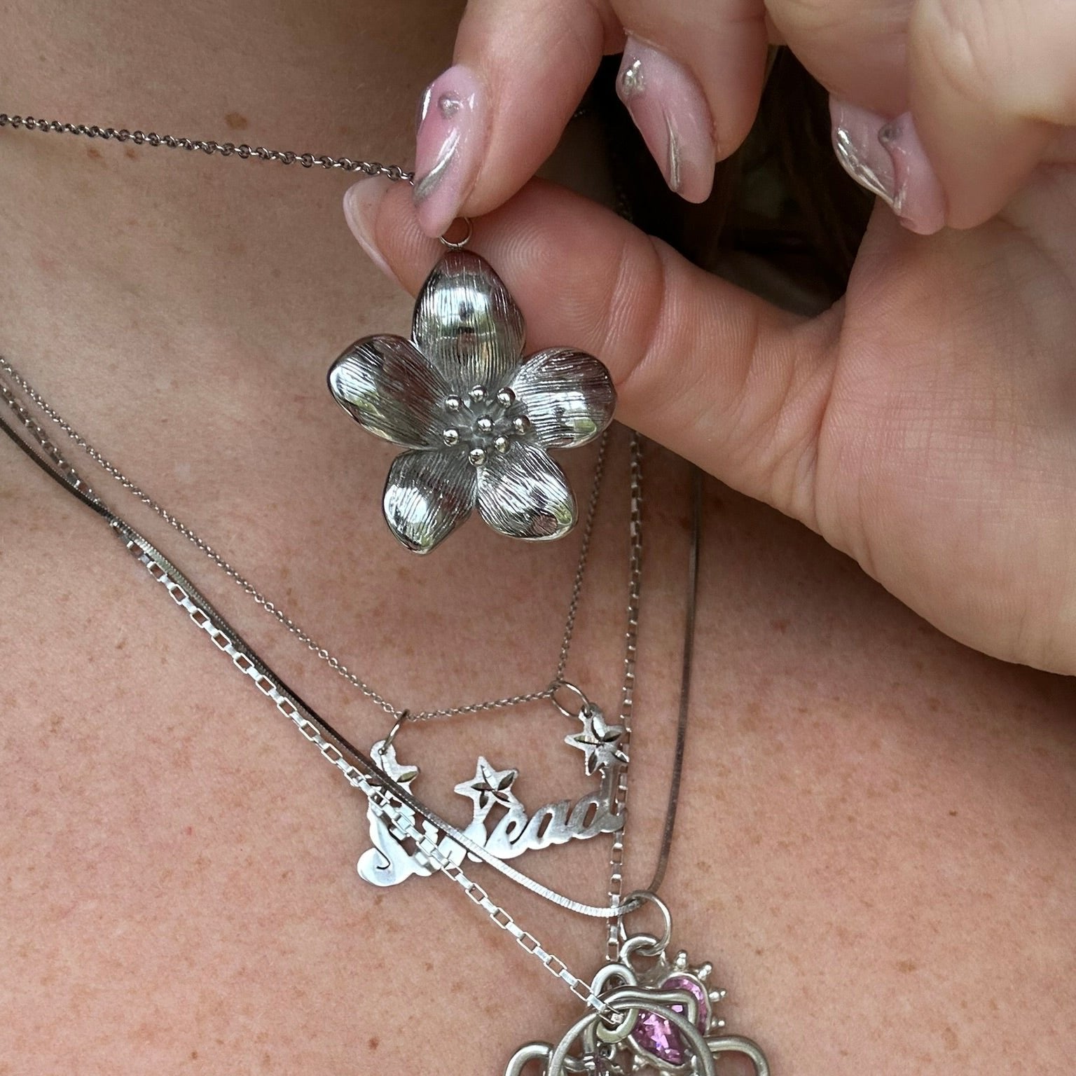 Forget Me Not Necklace Silver