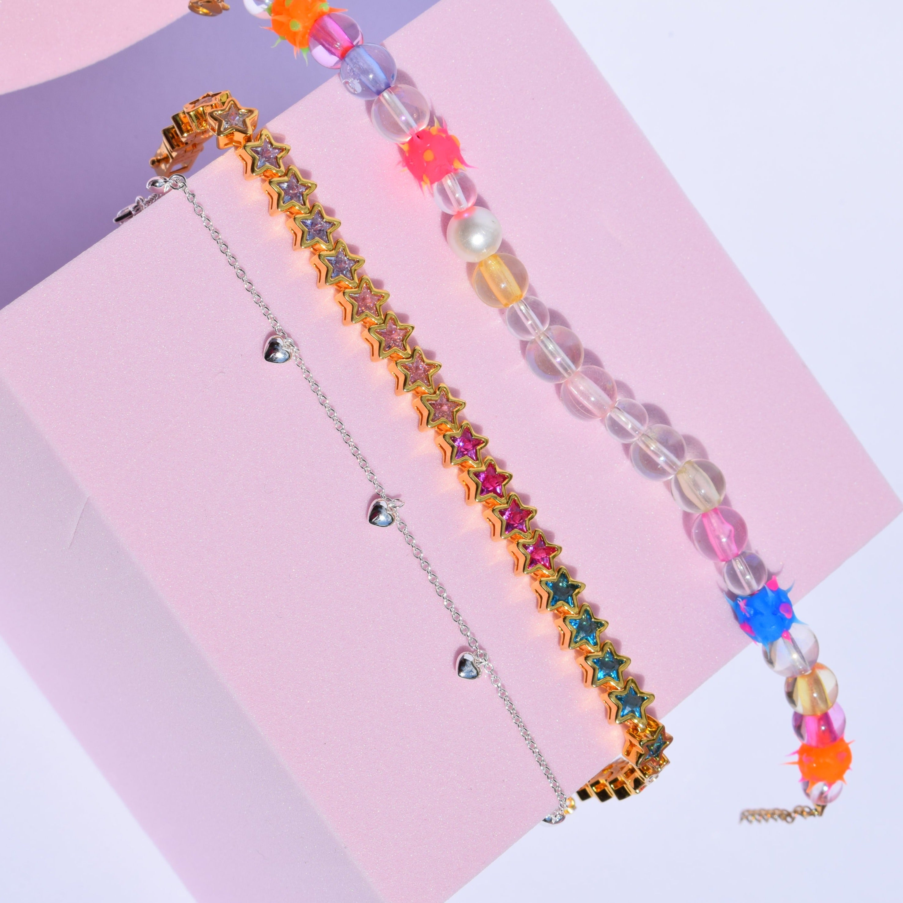 Bubble Heart Charm Bracelet Silver
