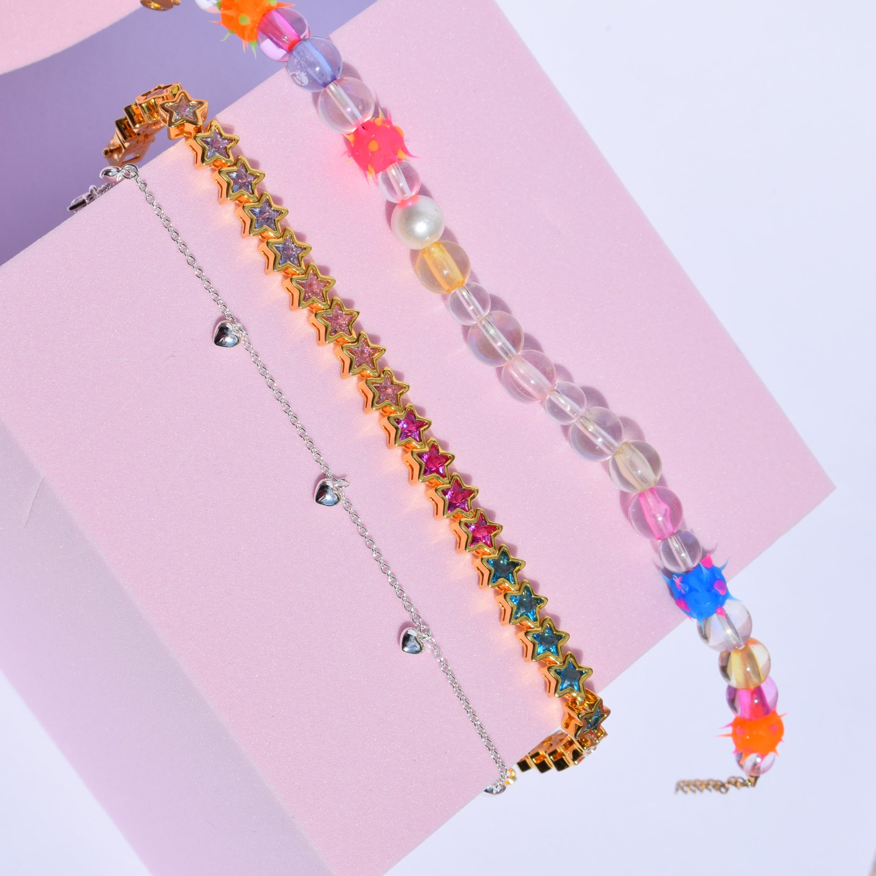 Bubble Heart Charm Bracelet
