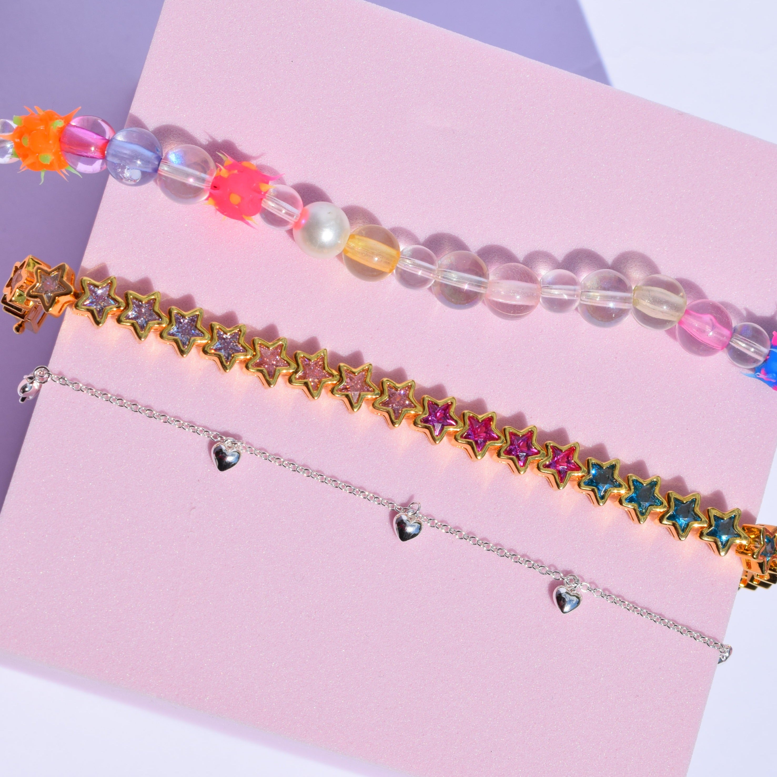Bubble Heart Charm Bracelet Silver