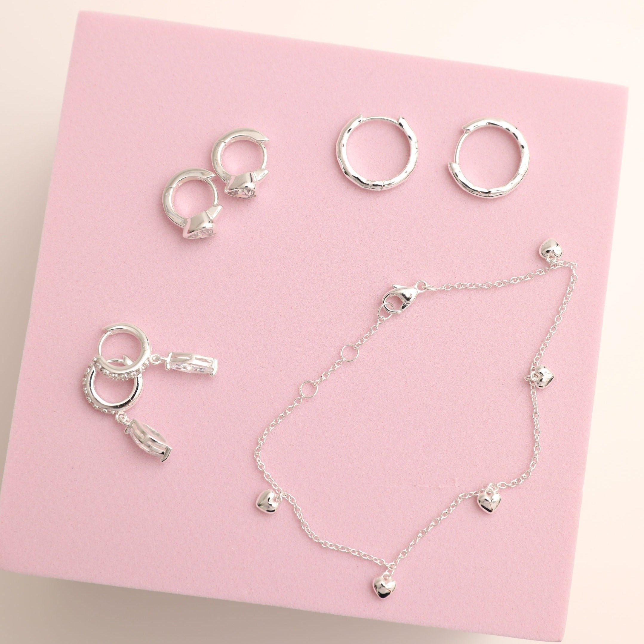 Textured Hoops Silver