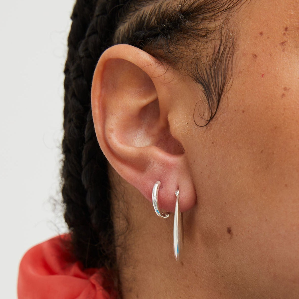 Textured Hoops Silver