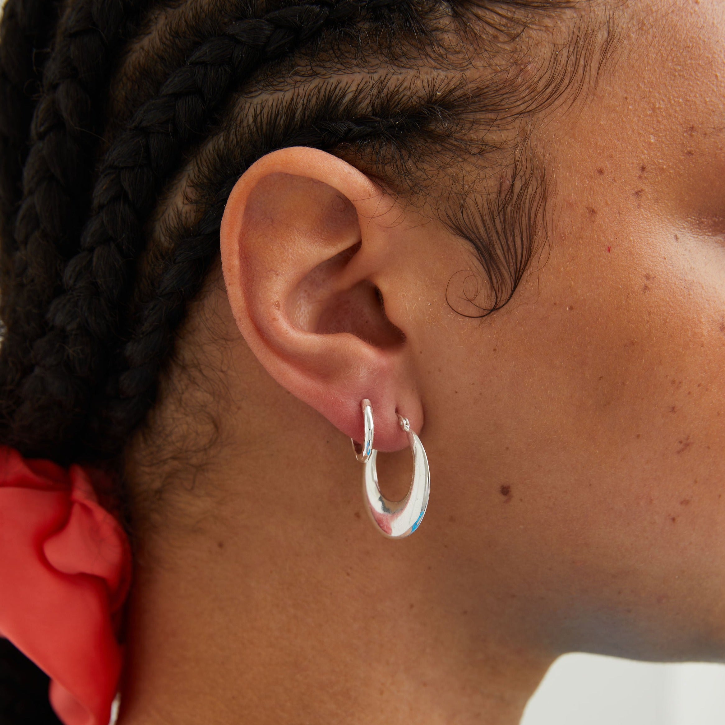 Textured Hoops Silver