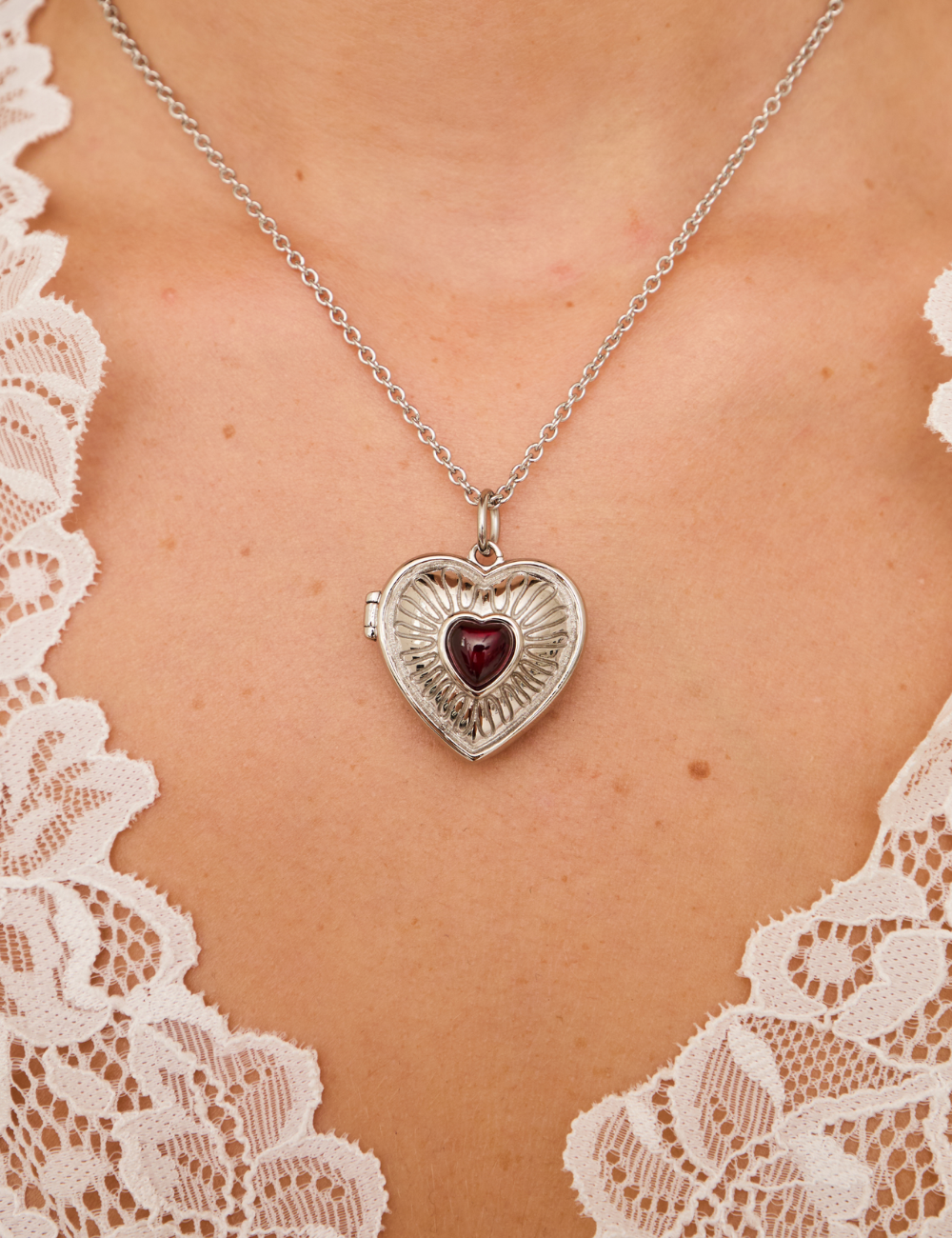 Lovers Locket Necklace Silver