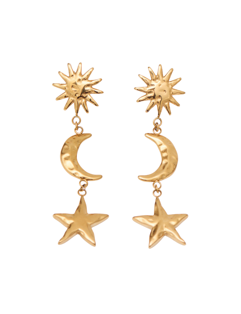 Sun Moon Star Earrings Gold