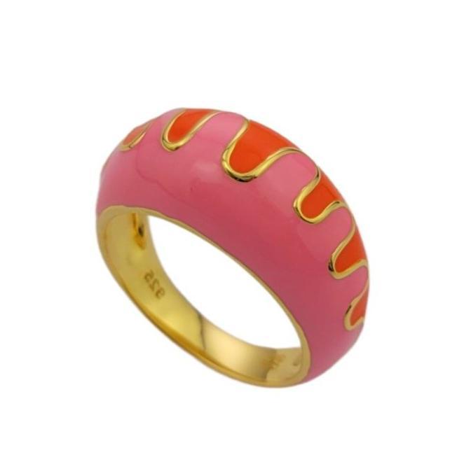 Groovy Pink Orange Wavey Ring
