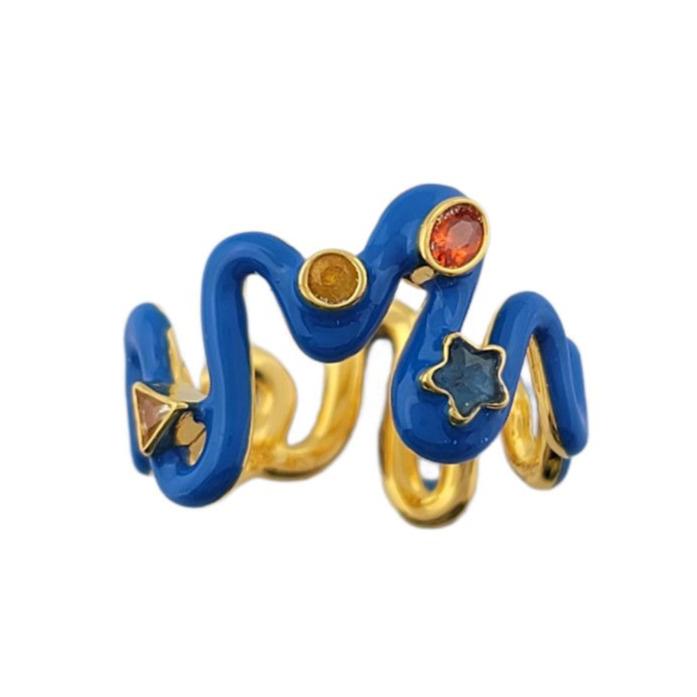 Long Pond Blue Squiggle Ring