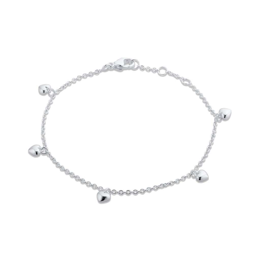 Bubble Heart Charm Bracelet Silver