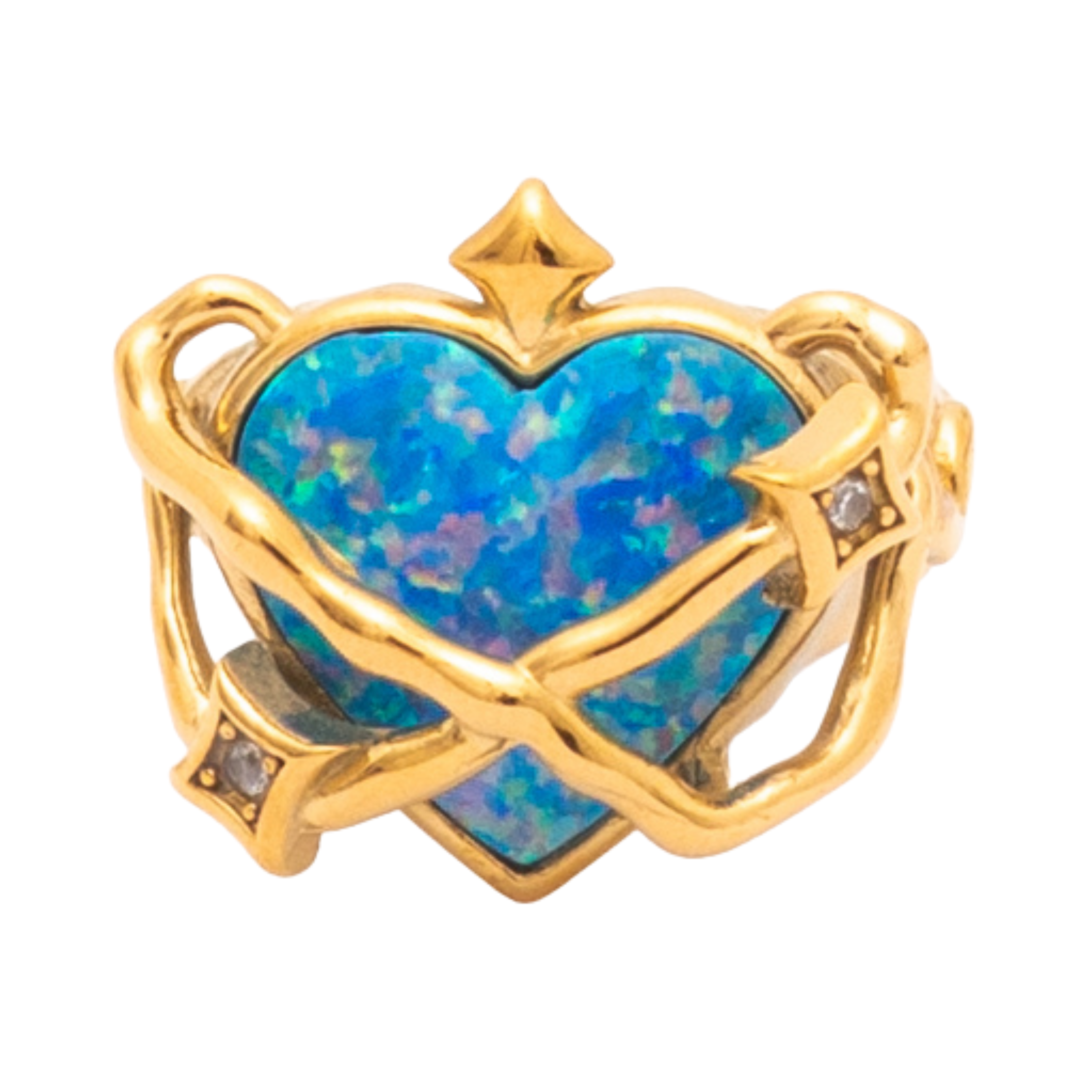 Heart in Orbit Ring Gold