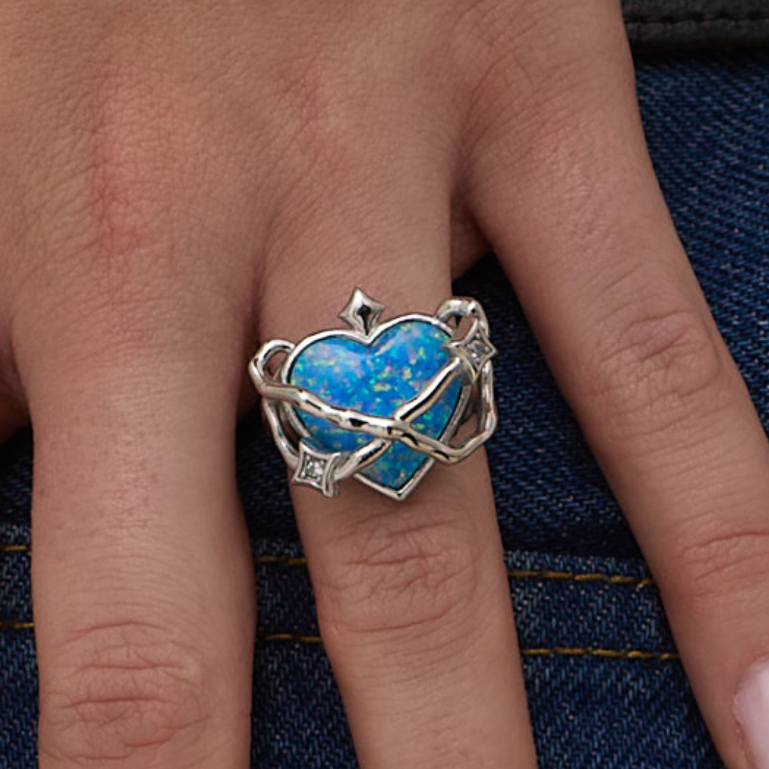 Heart in Orbit Ring Silver