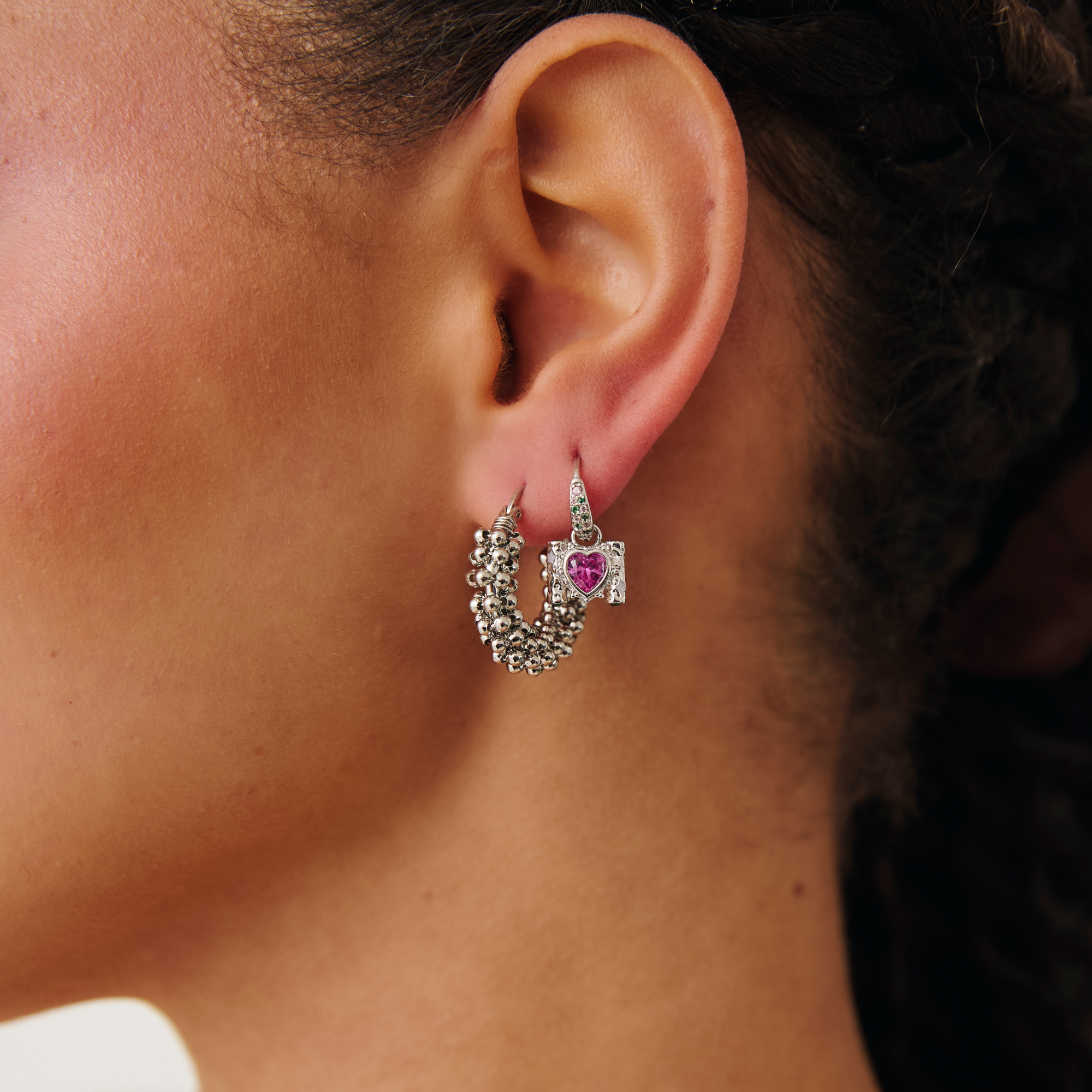Bauble Hoop Earrings Silver