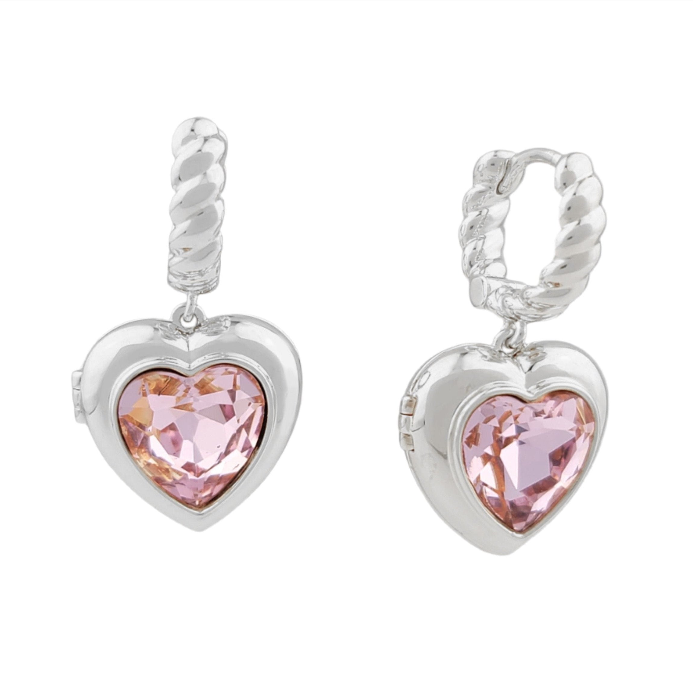Mi Amor Locket Earrings Silver