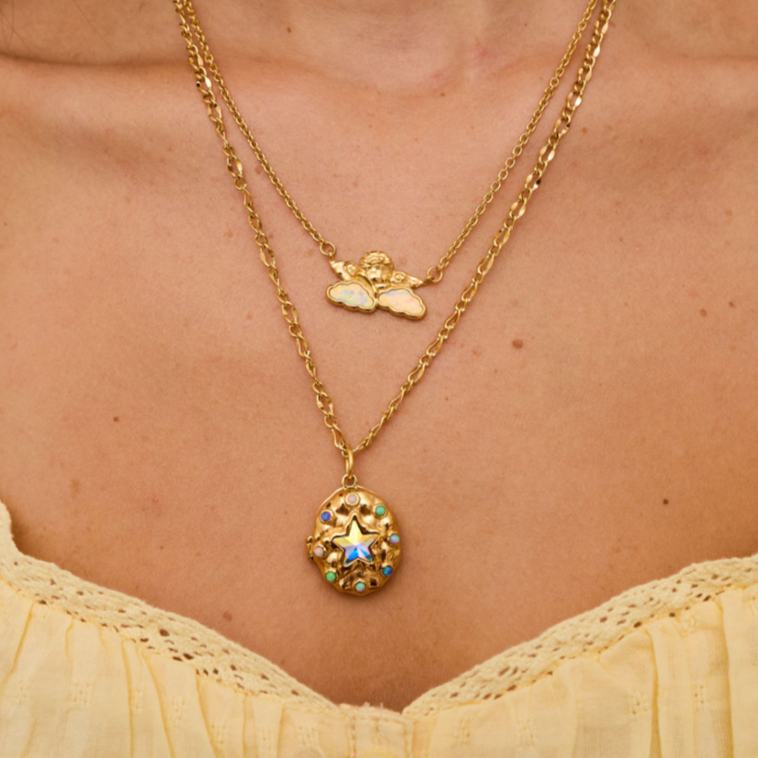 Cherub Opal Cloud Necklace Gold