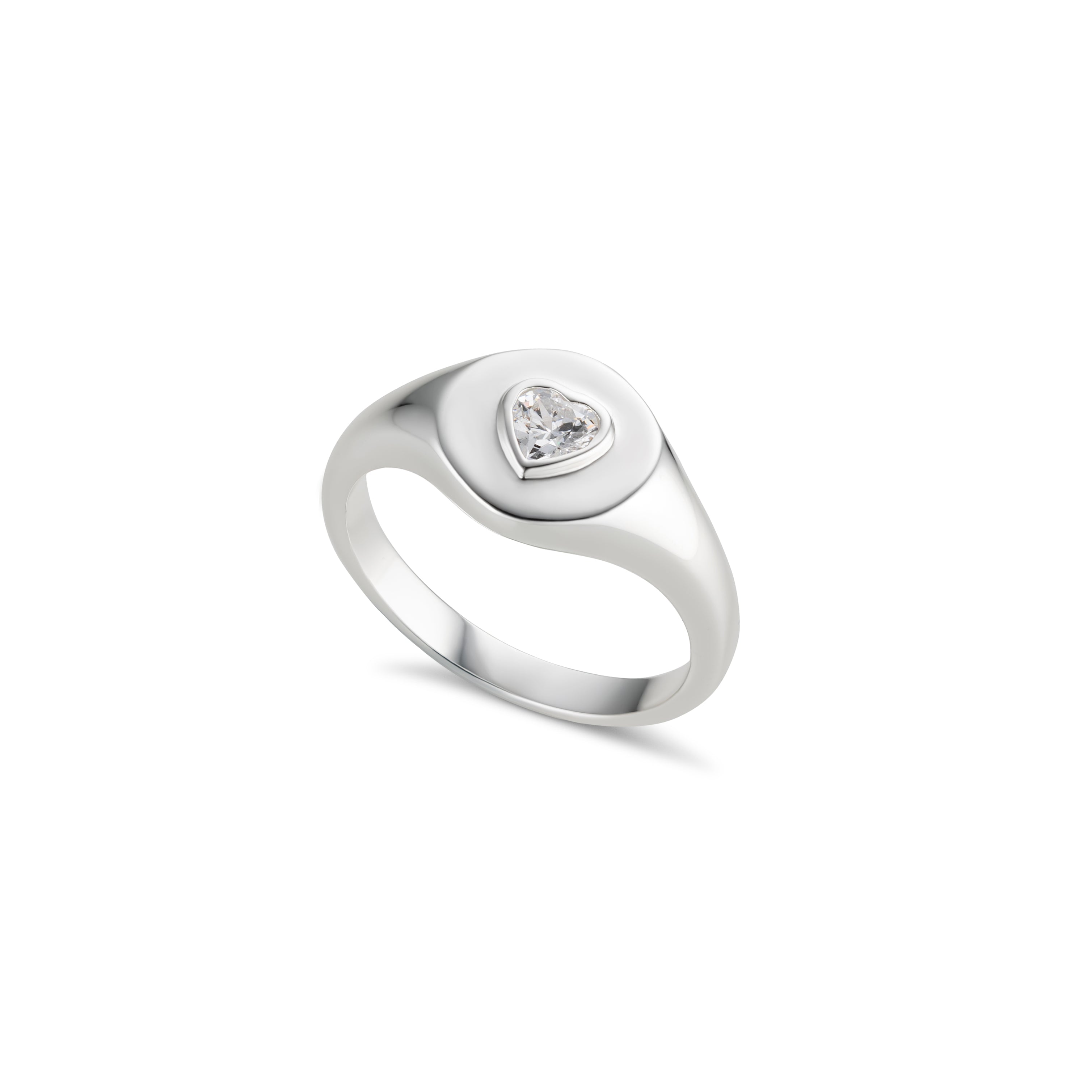 Heart Signet Ring Silver