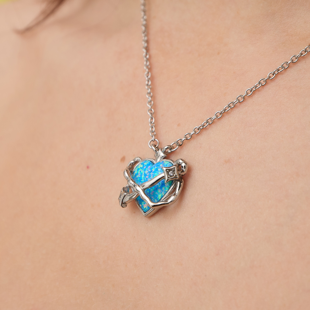 Heart in Orbit Necklace Silver