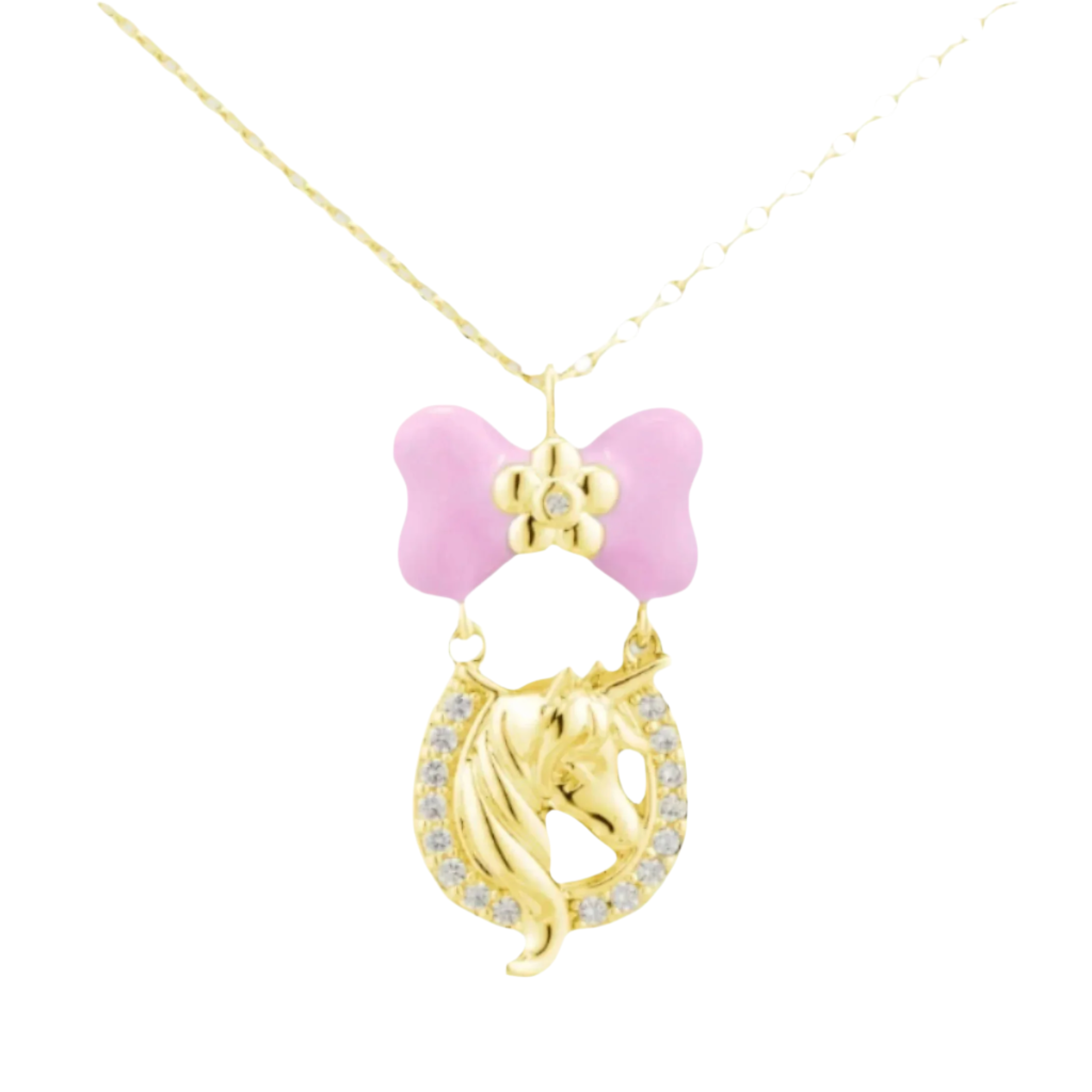 Unicorn Bow Necklace Gold