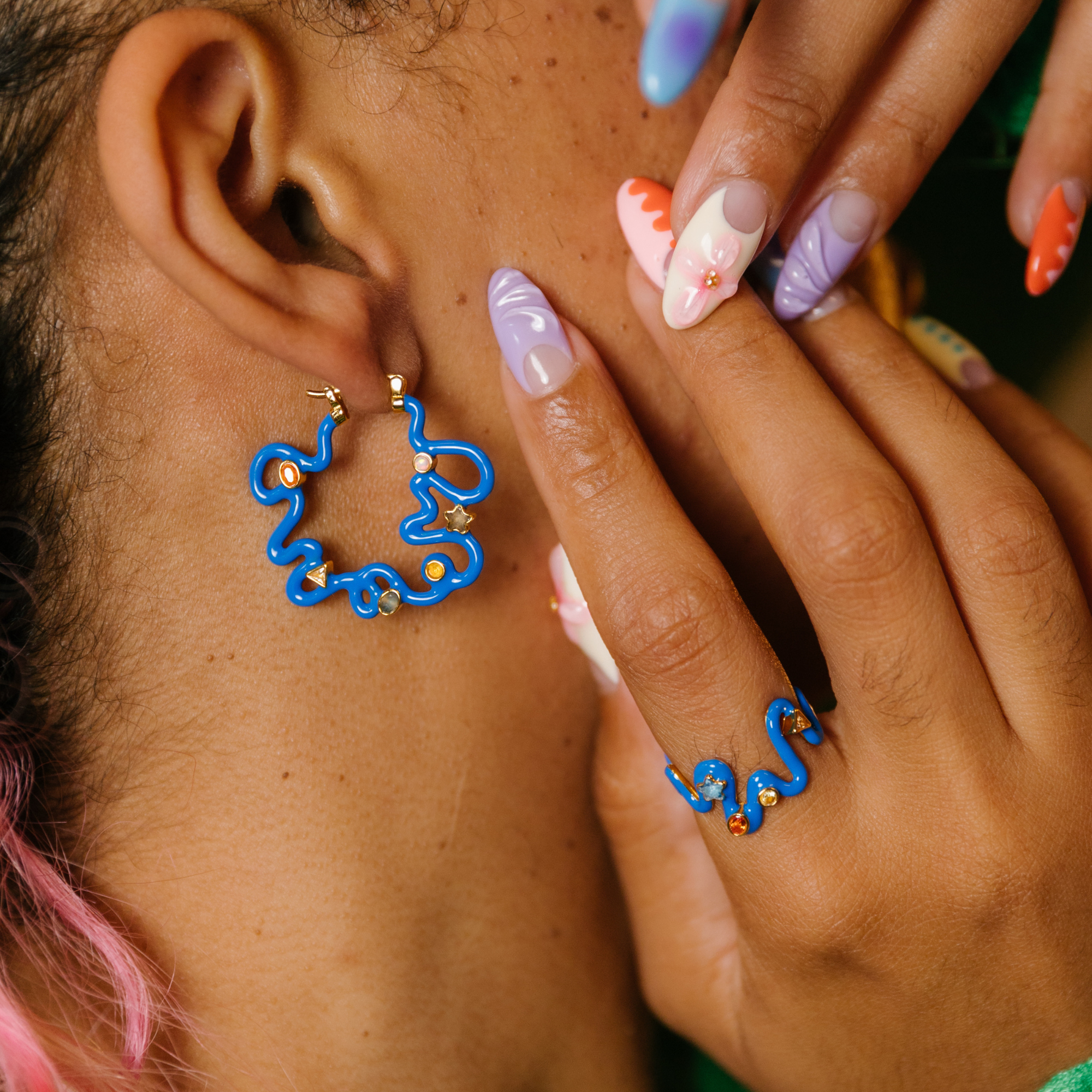 Long Pond Blue Squiggle Earrings