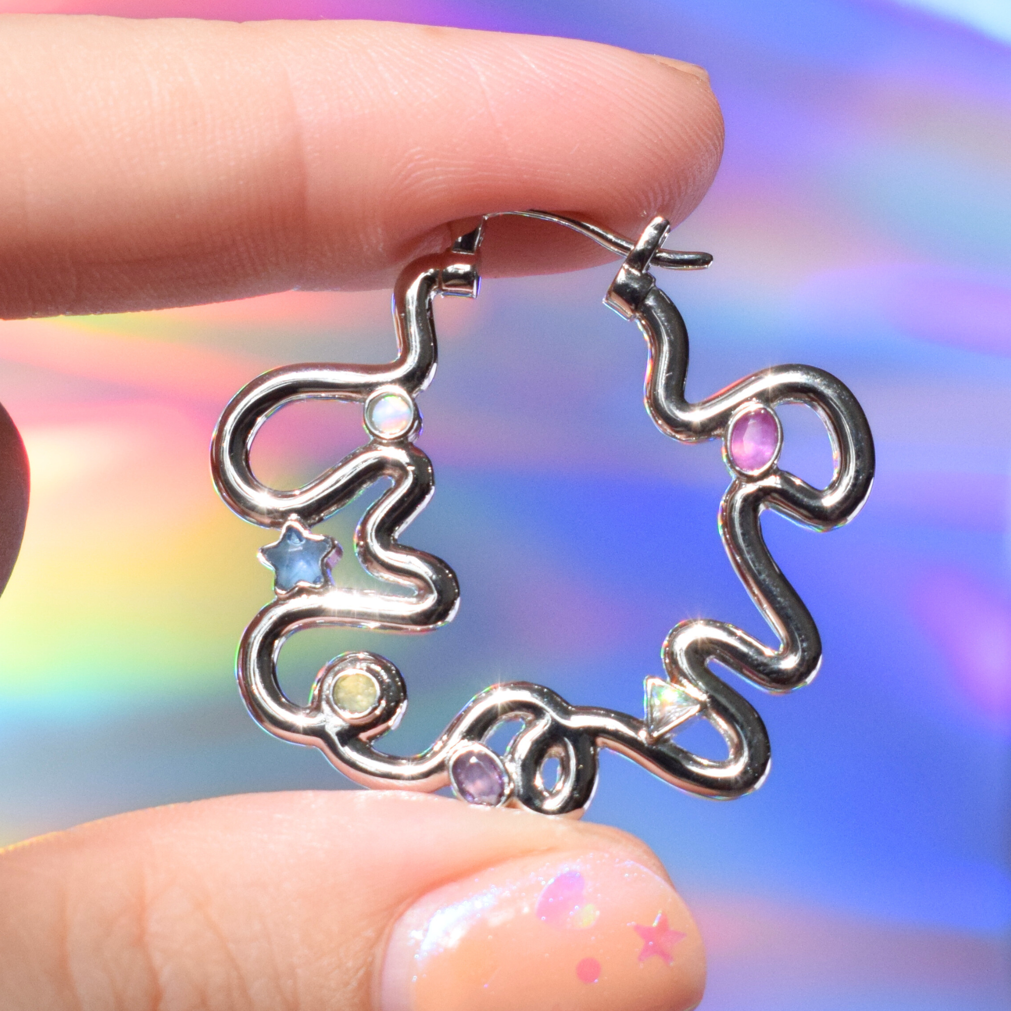 Squiggle Hoops Silver