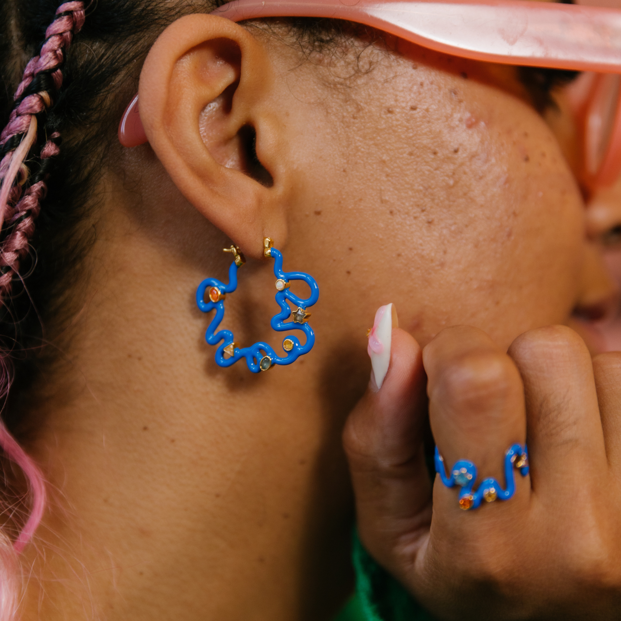 Long Pond Blue Squiggle Earrings