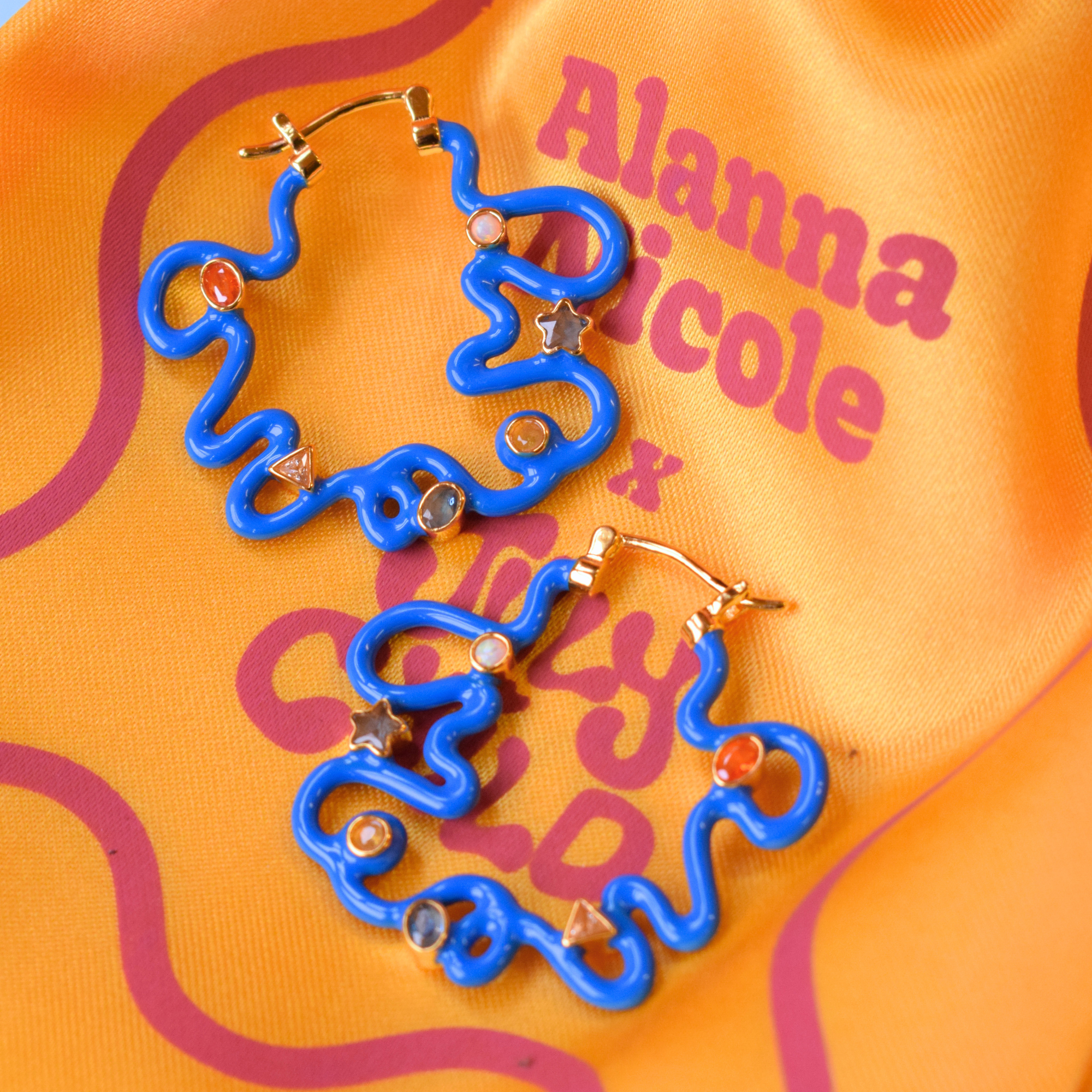 Long Pond Blue Squiggle Earrings