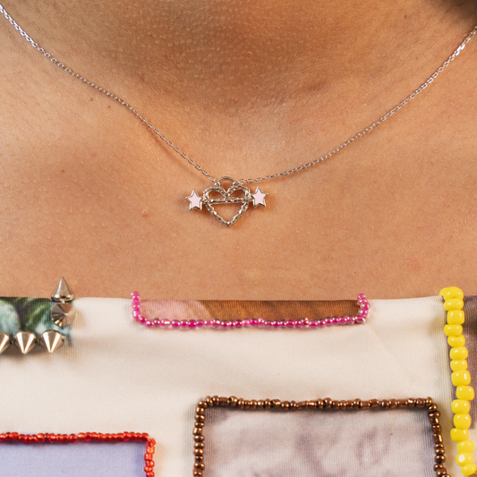 Heart Piercer Necklace Silver