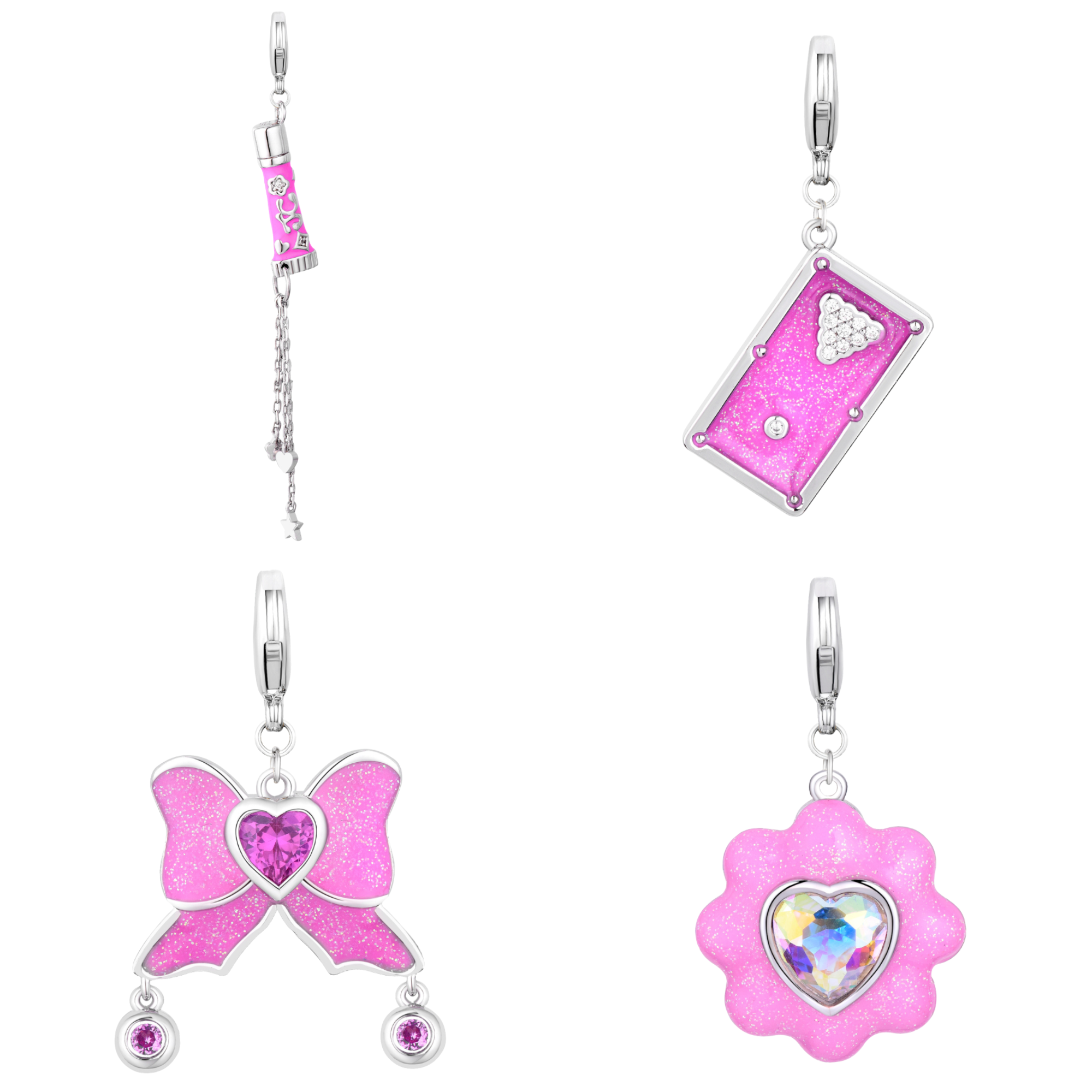 Pretty In Pink Charm Set- Silver