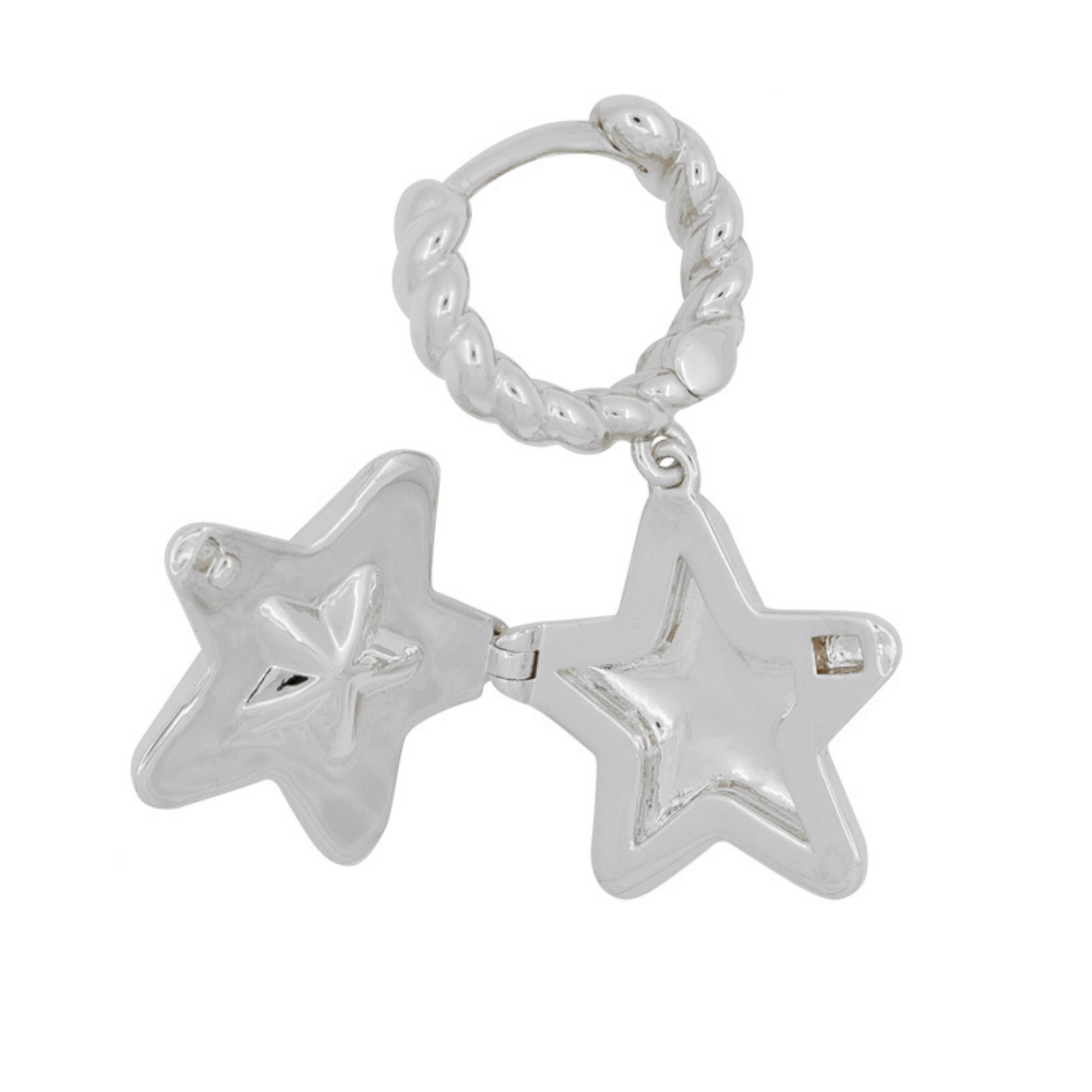 Starburst Locket Earrings Silver