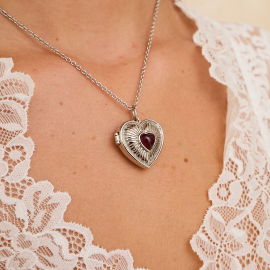 Lovers Locket Necklace Silver