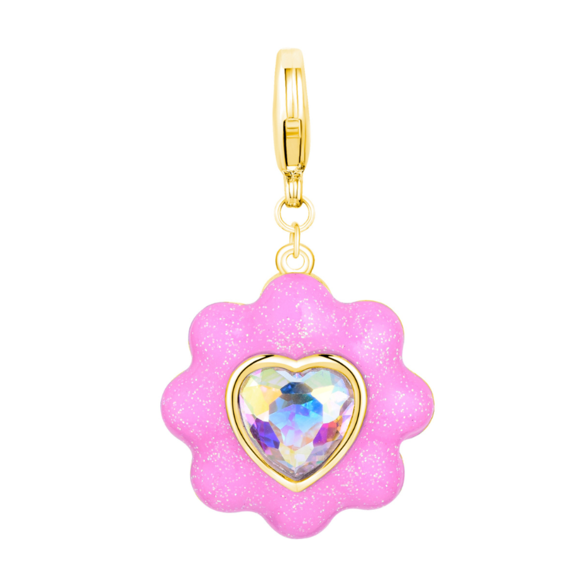 Glitter Flower Charm Gold