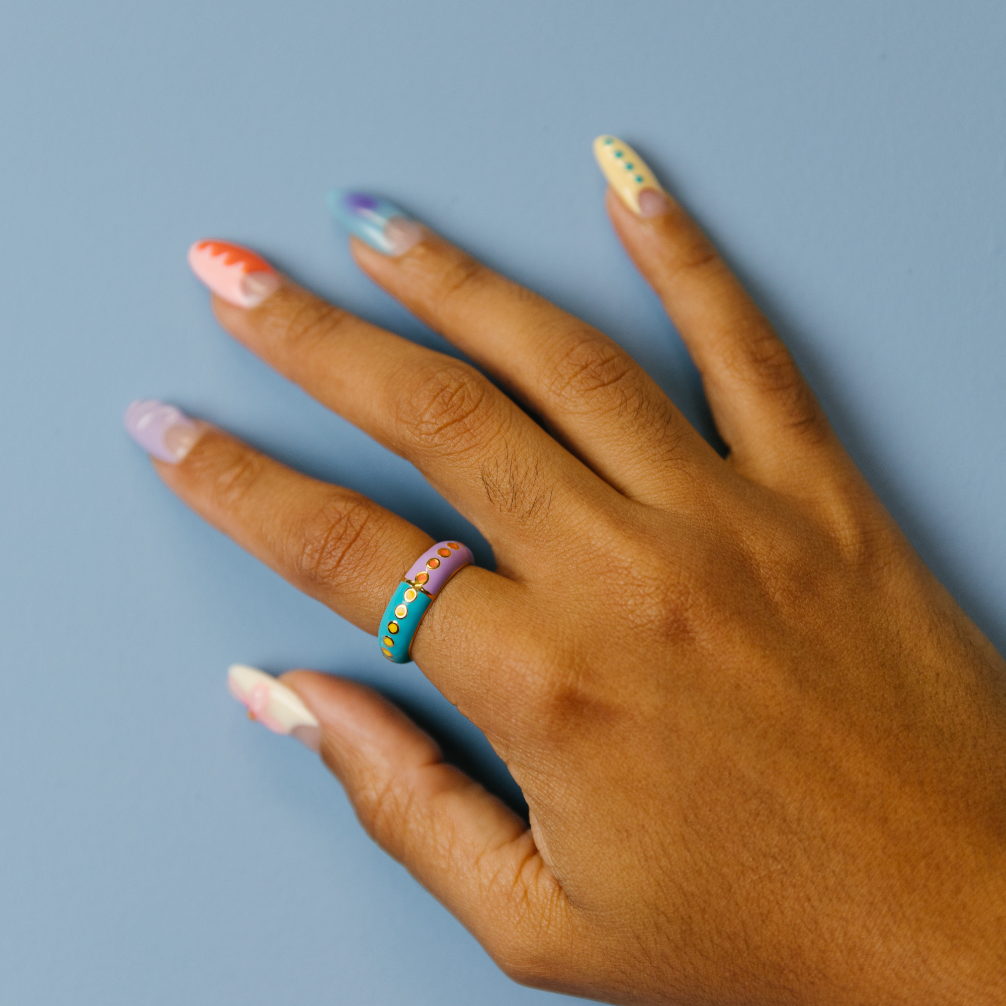 Kadooment Multi Coloured Enamel Band Ring
