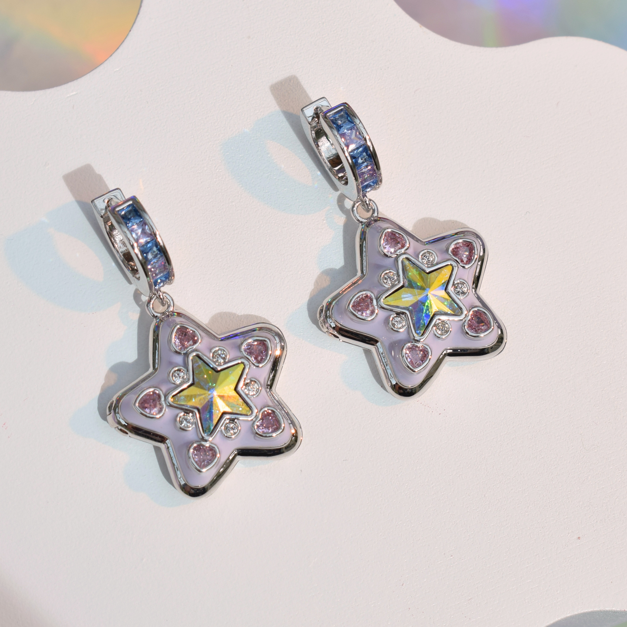 Lilac Starlight Locket Earring Silver