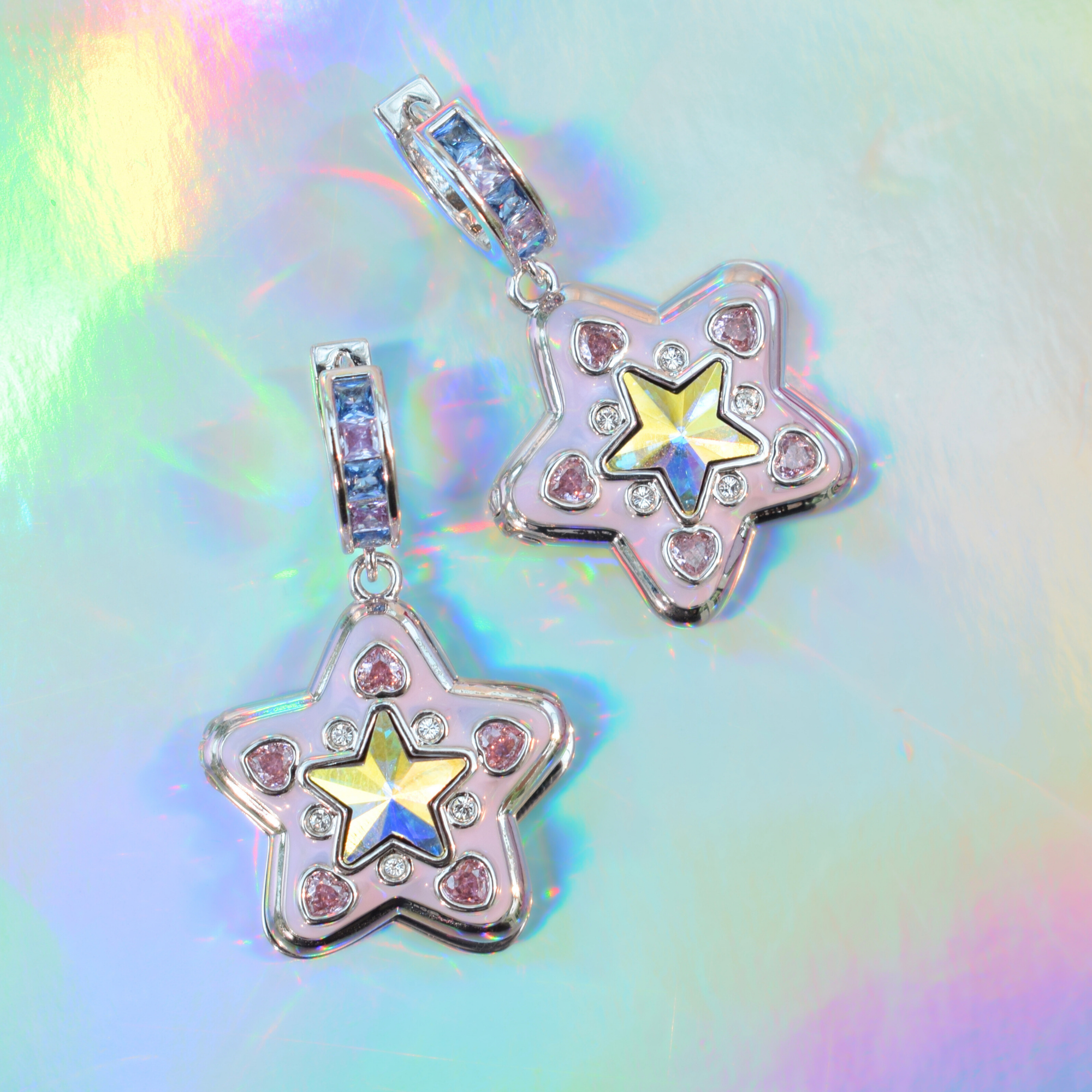 Lilac Starlight Locket Earring Silver