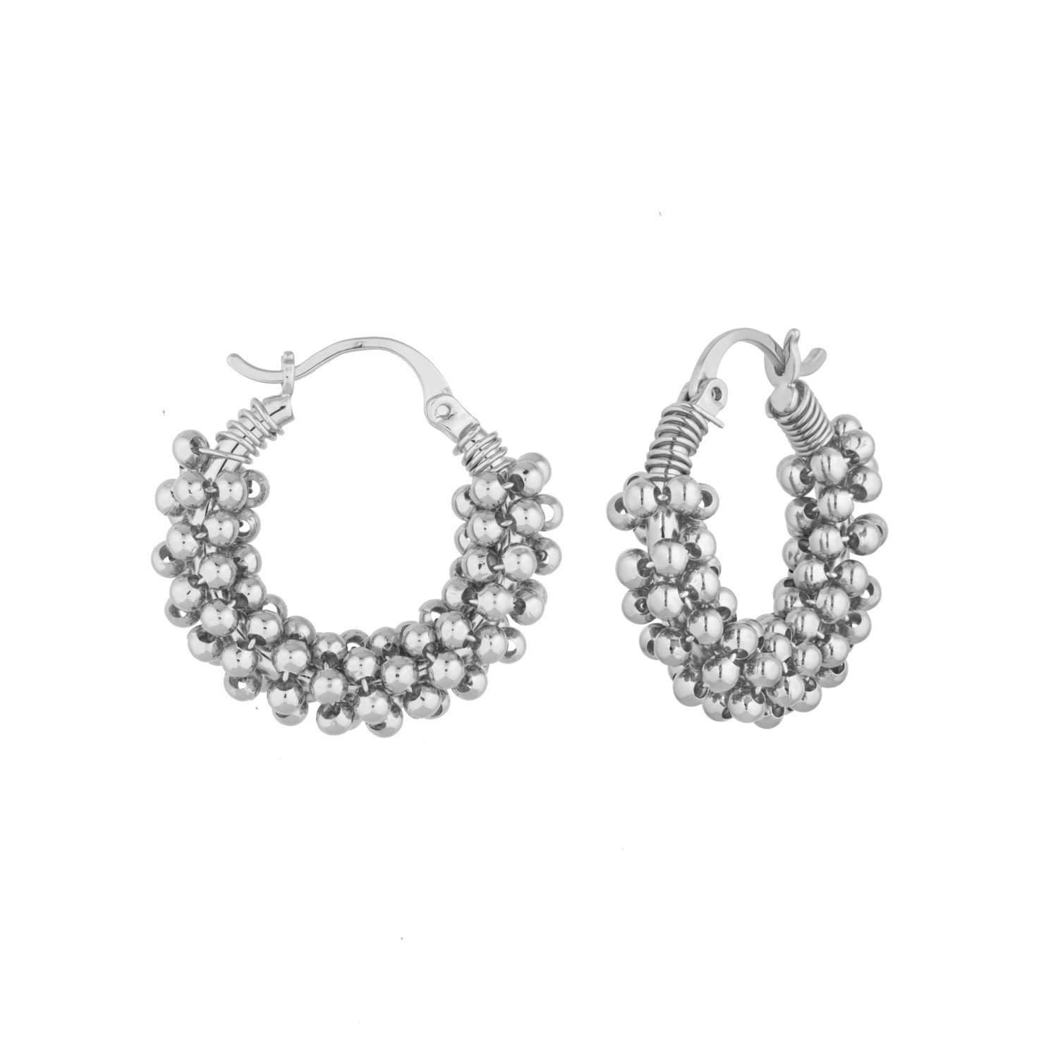 Bauble Hoop Earrings Silver